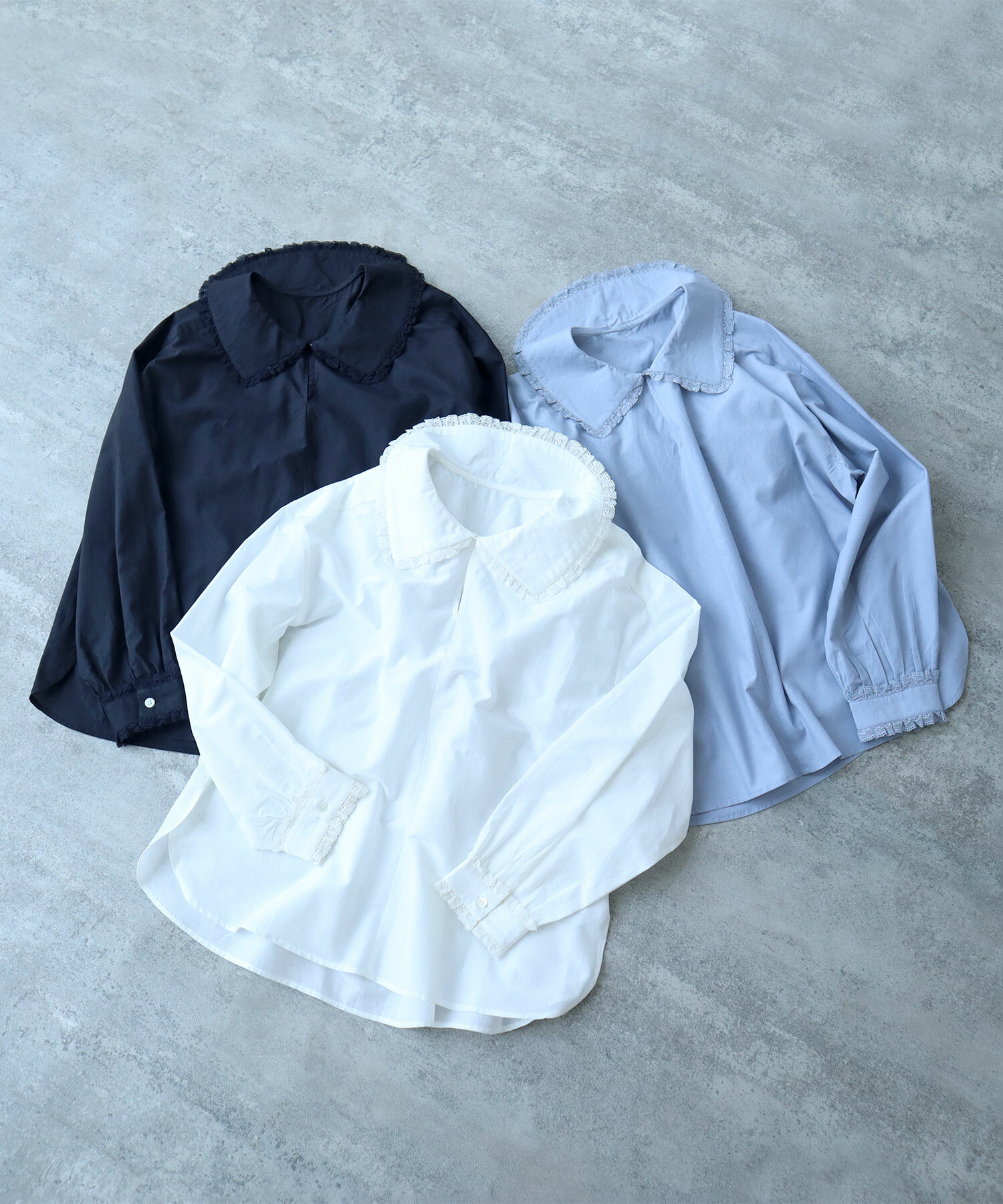 A⭐︎　06 グレーフリル 被布 フィブリルサテンフリルラインブラウス≪手洗い可能≫ | QUEENS