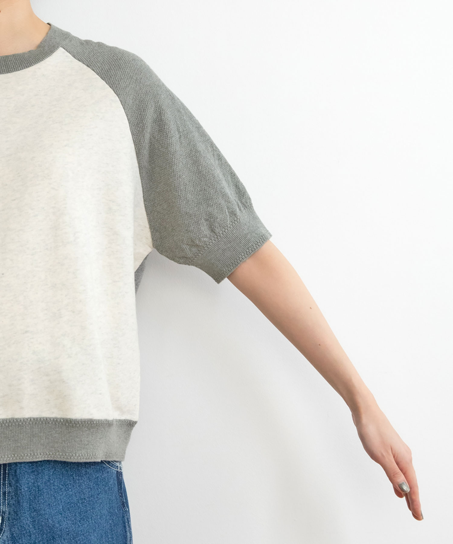 AMBIDEX Store ○かのこ編みニット×スウェットTシャツ(F キナリ