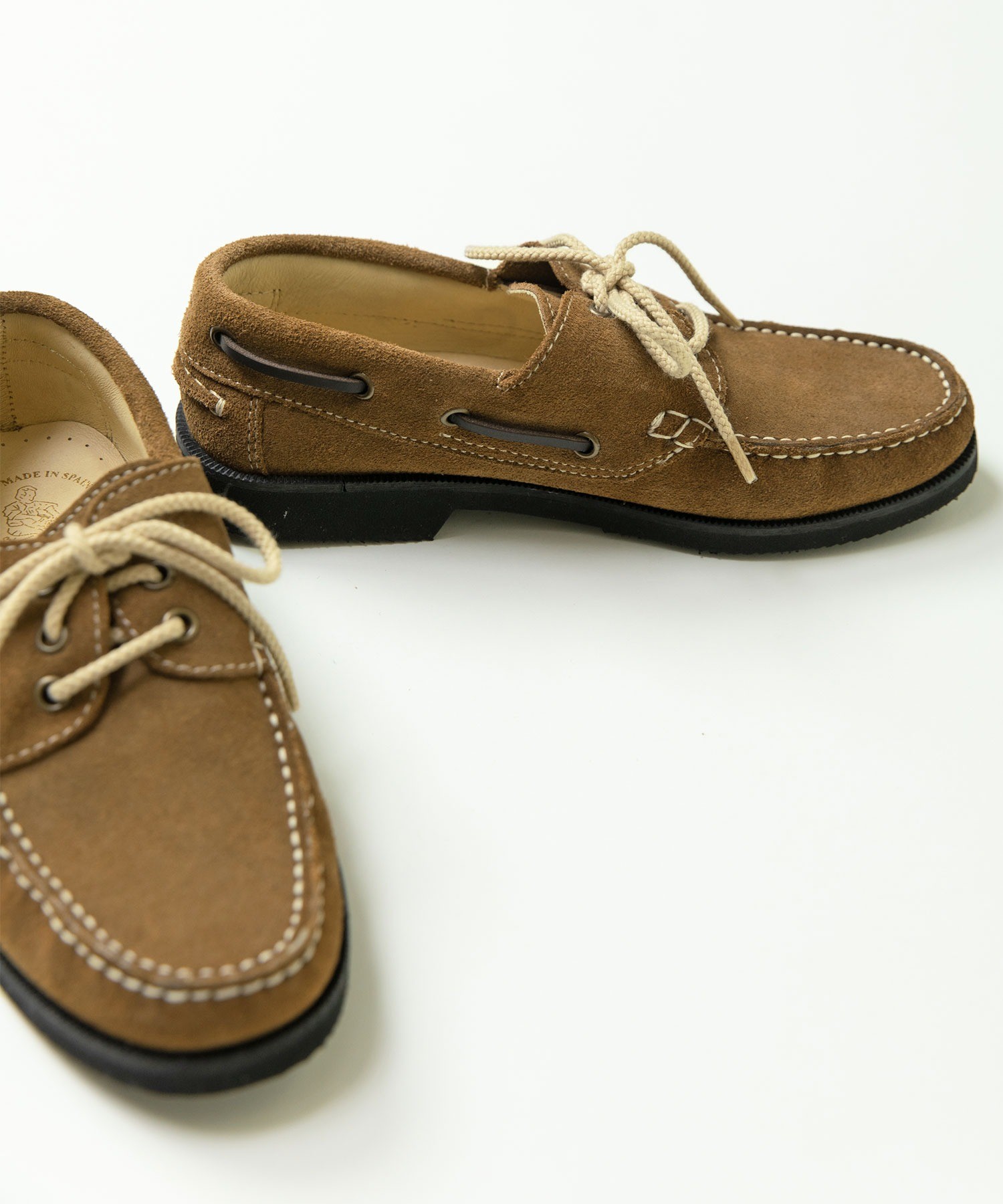 AMBIDEX Store ○スウェード/オイルレザー デッキシューズ(37 コゲチャ