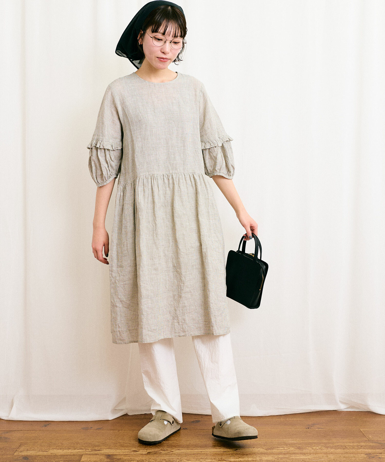 fig London LINEN gingham mini dress新品未使用 AMBIDEX Store LINEN gingham mini dress(F グリーン): l