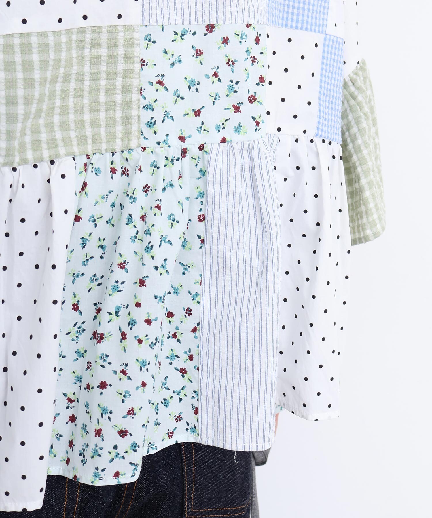AMBIDEX Store little garden パッチワークブラウス(F クロ): l