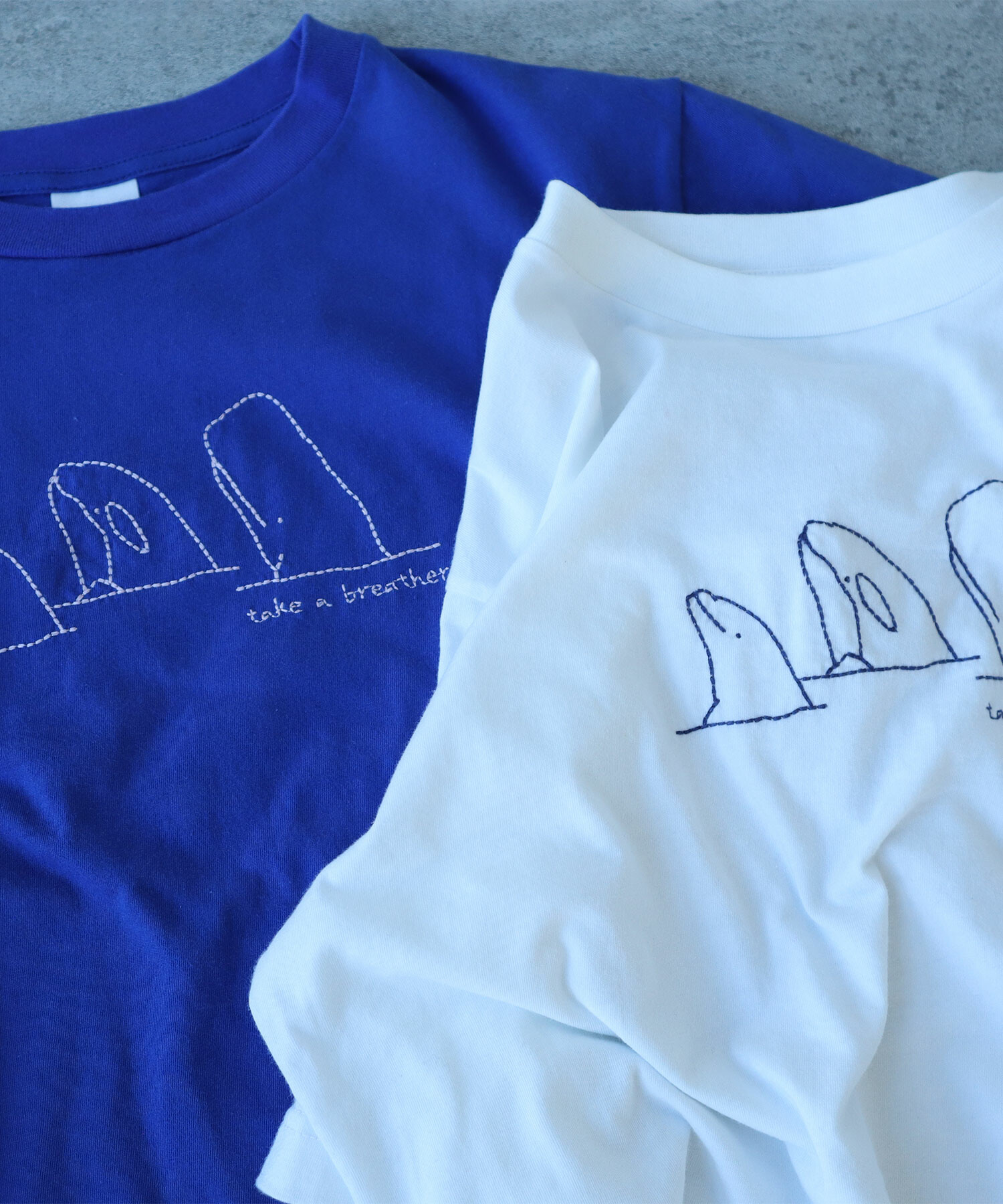 AMBIDEX Store △〇 くじらのなかまたち 刺繍Tシャツ(F シロ