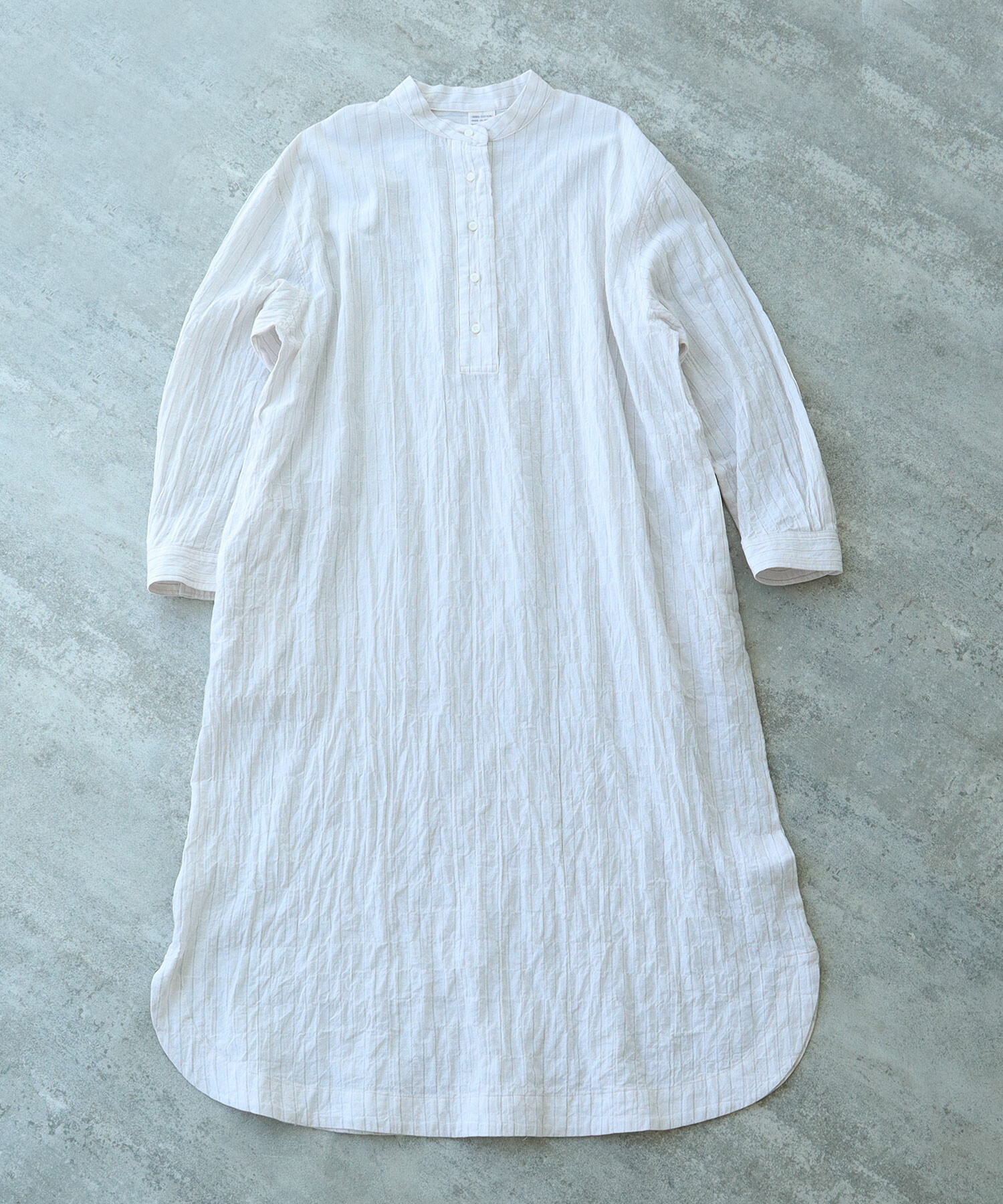 AMBIDEX Store 〇 shirring stripe バンドカラー シャツ AMBIDEX Store 〇 shirring stripe バンドカラー シャツ