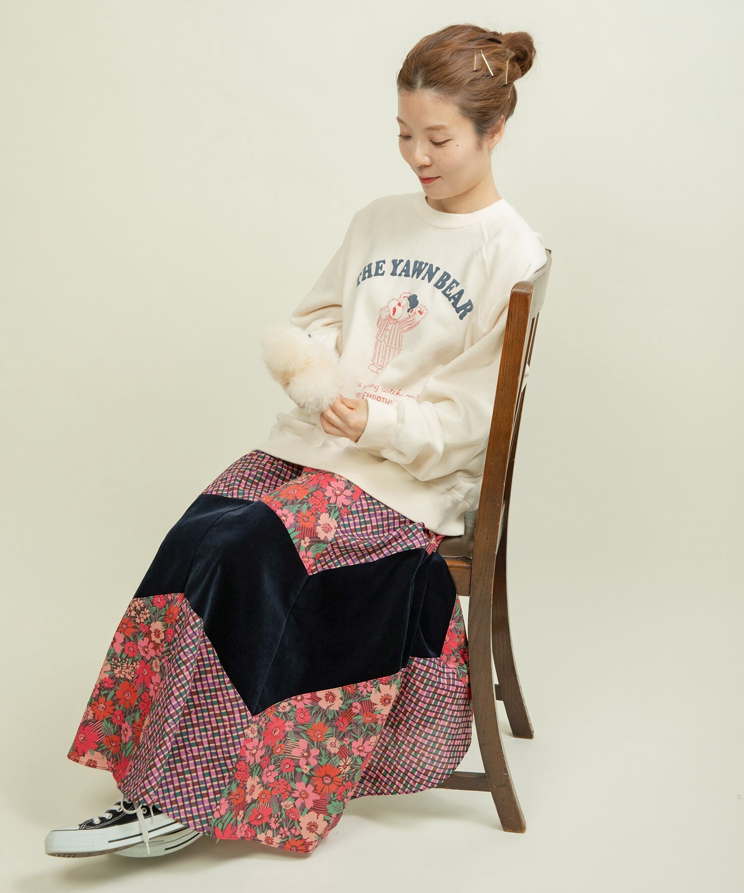 AMBIDEX Store ○30/10裏毛 眠たいくまプリントスウェット(F キナリ