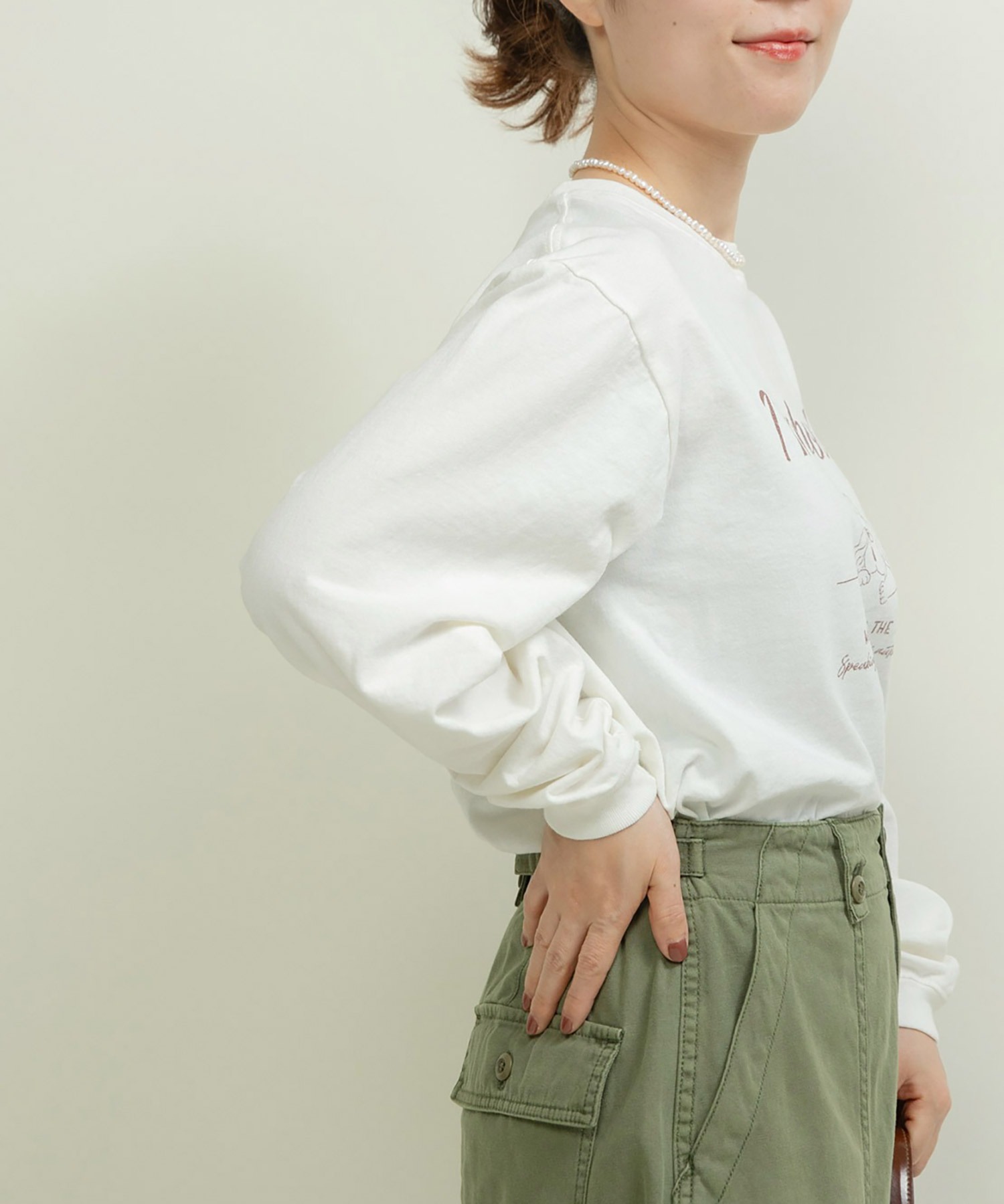 AMBIDEX Store ○16/-天竺 秋を待つ犬プリント ロンT(F グレー