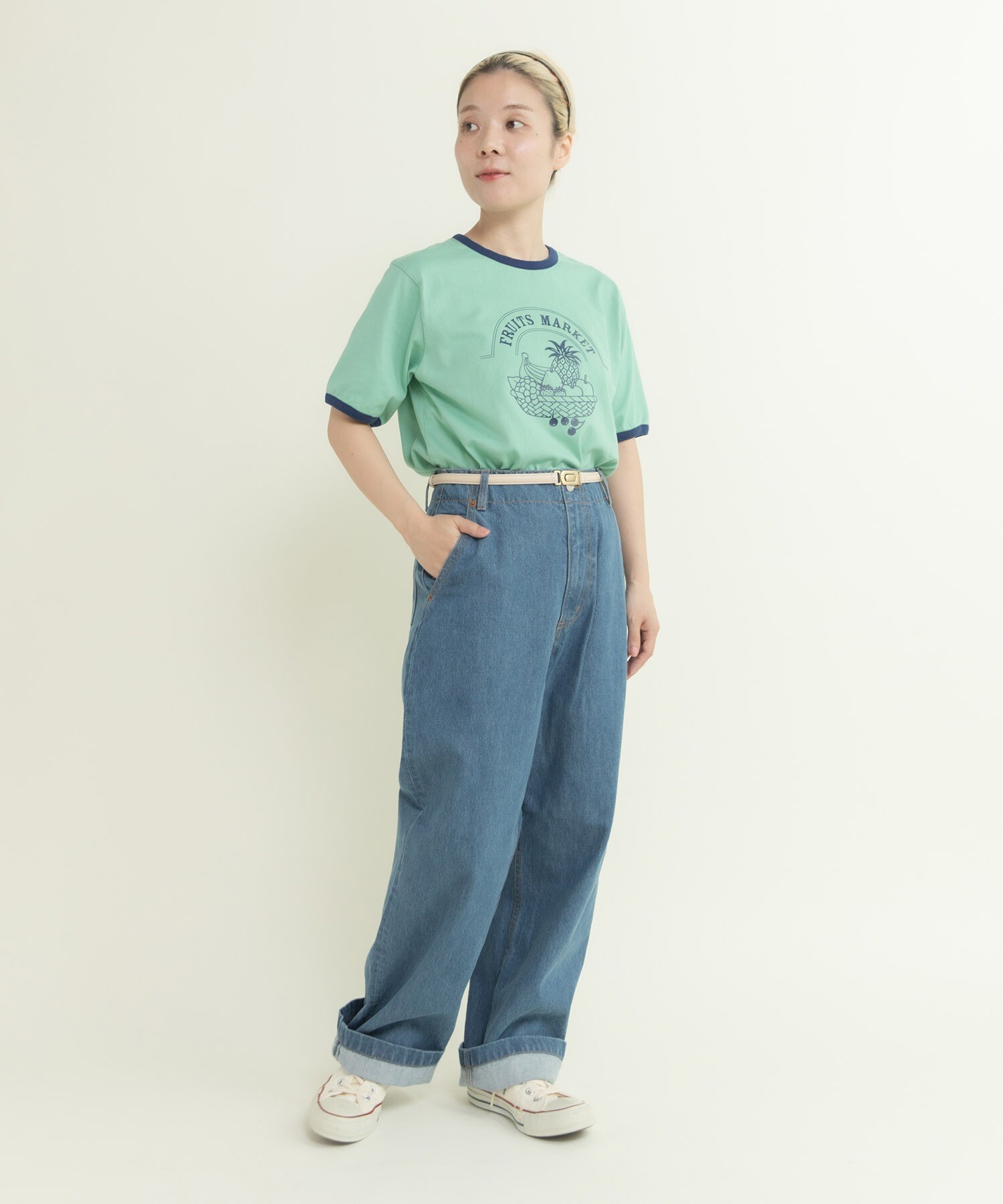 40/2天竺 フルーツプリントリンガーTシャツ