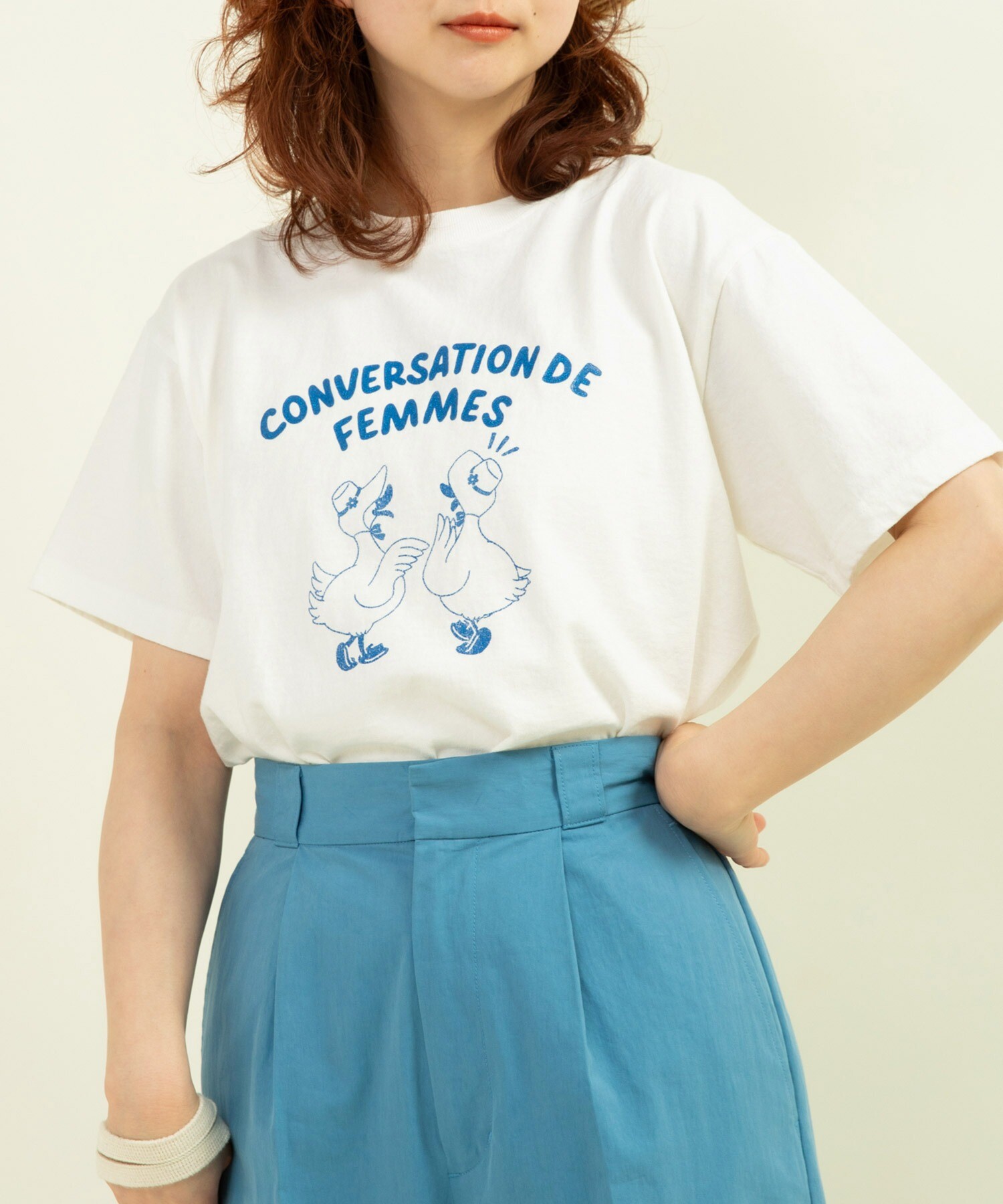 AMBIDEX Store △○アヒルの会議プリント ミニTシャツ(F アオ