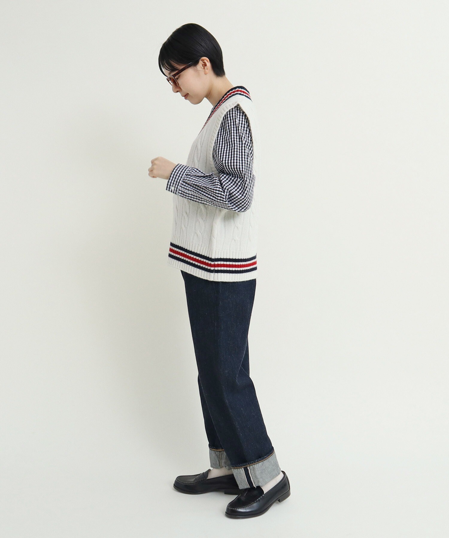 child womanニットベスト Fサイズ AMBIDEX Store 【予約販売】○チルデンニットベスト(F キナリ