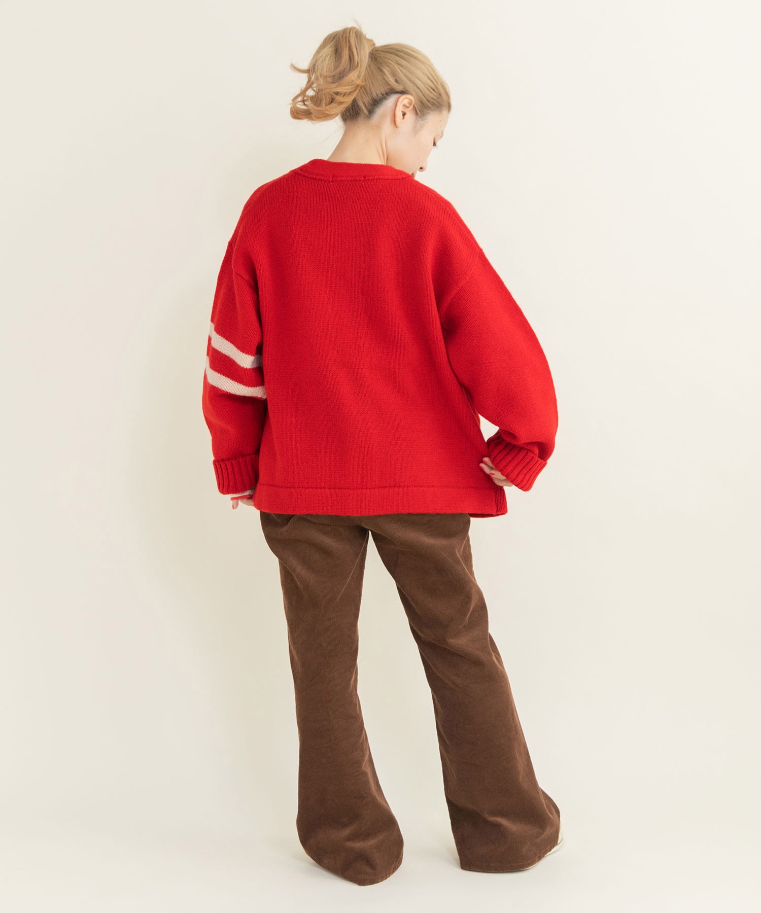 AMBIDEX Store ○○シェットランドウール レタードカーディガン(F アカ