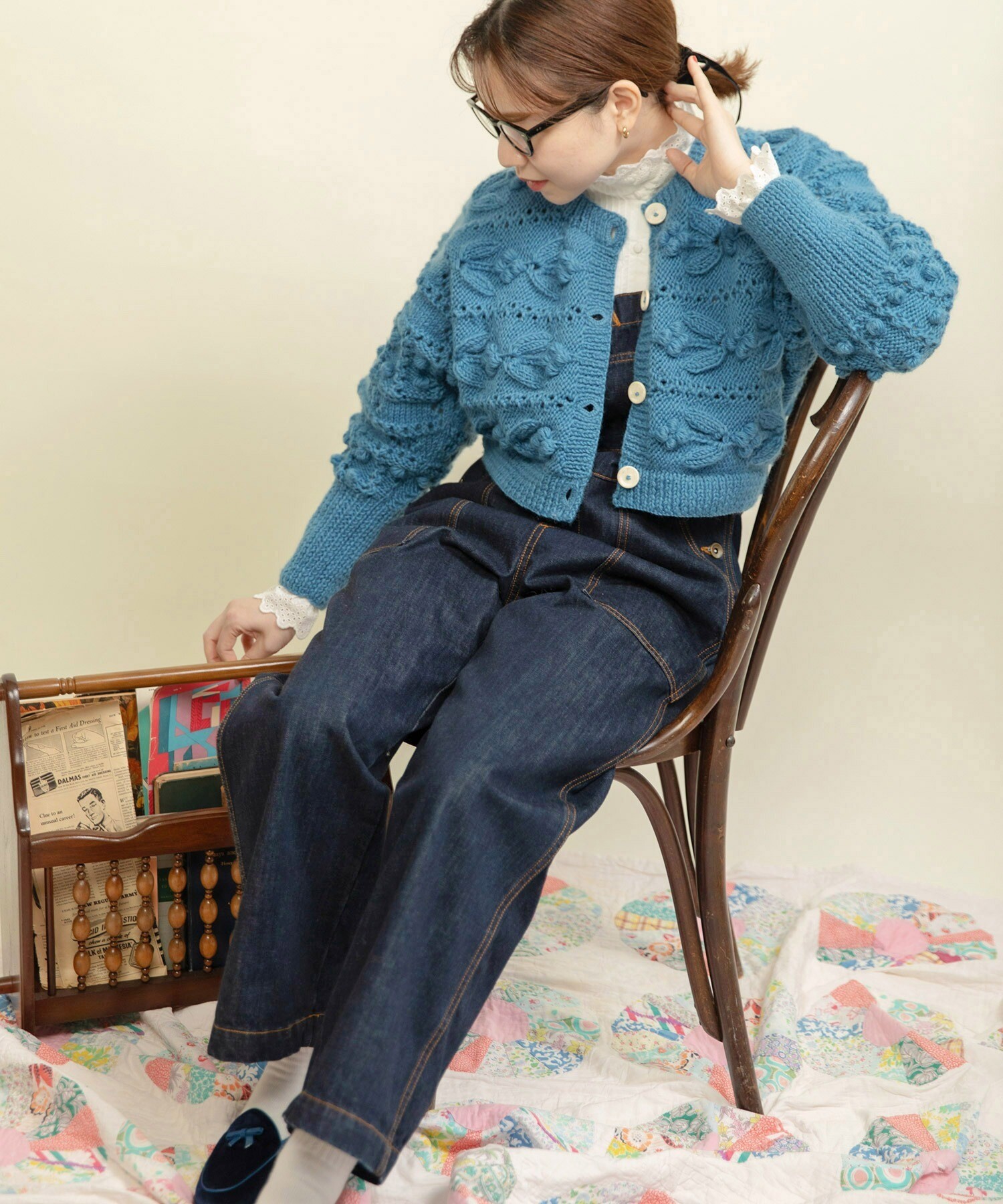 ネパールギルボックス もよう編みショートカーディガン