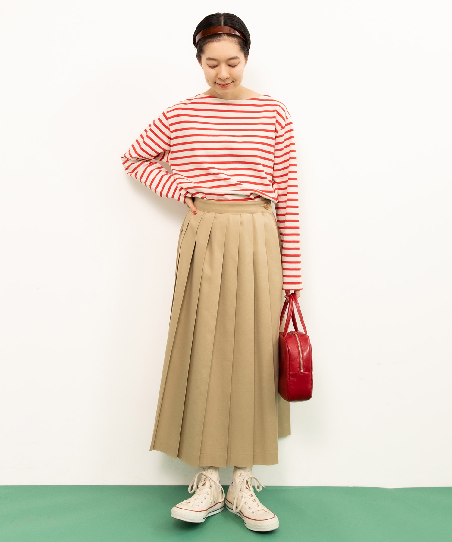 AMBIDEX Store △○チノプリーツスカート(36 ベージュ): CHILD WOMAN