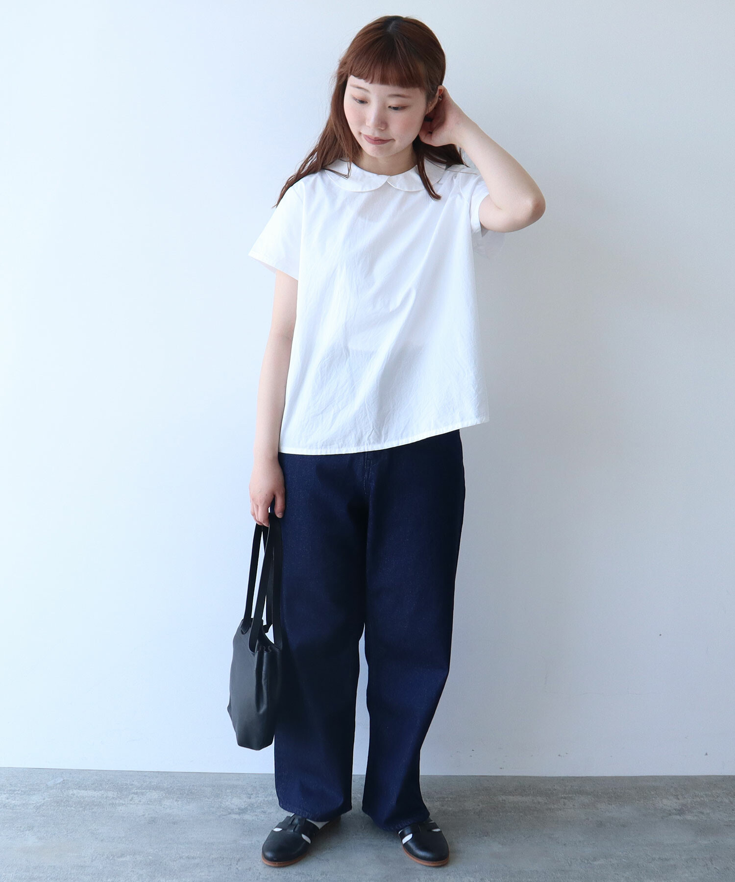 AMBIDEX Store itsumo 丸襟 半袖ブラウス(F シロ): bulle de savon