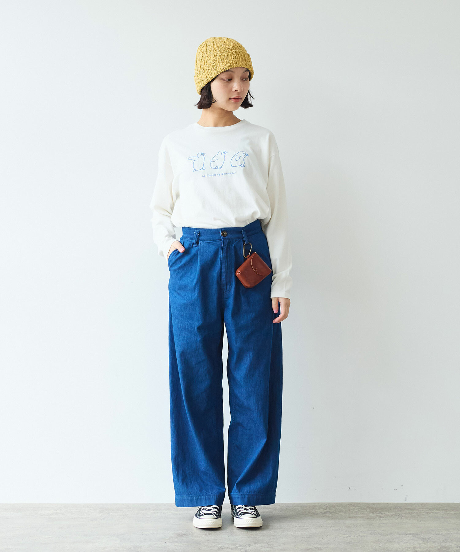 AMBIDEX Store 【予約販売】〇 ペンギン刺繍 Tシャツ(F シロ): bulle