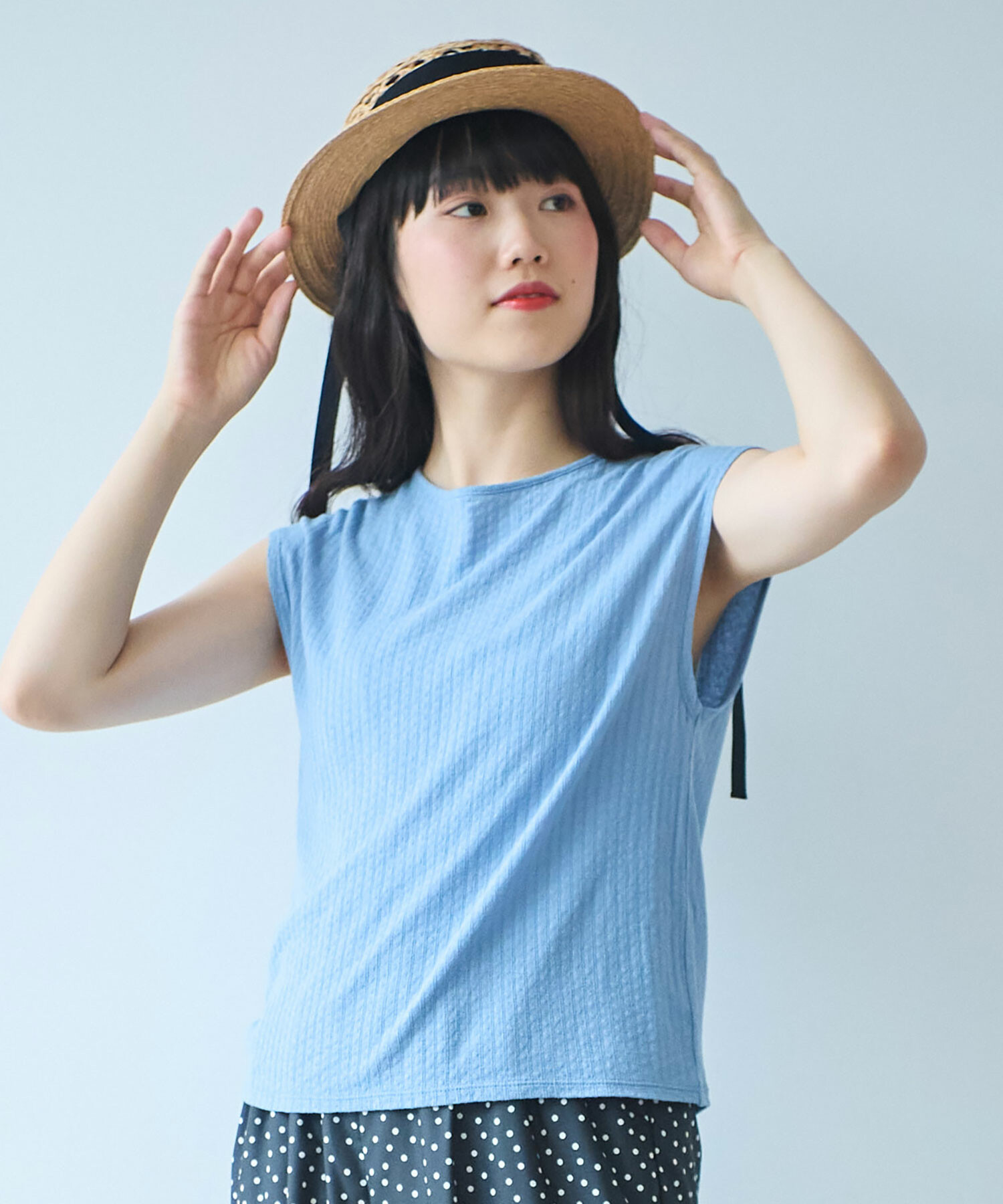 tシャツ 強撚針抜ジャカード フレンチスリーブプルオーバー レディース AMBIDEX Store △強撚針抜ジャカード フレンチスリーブ プル