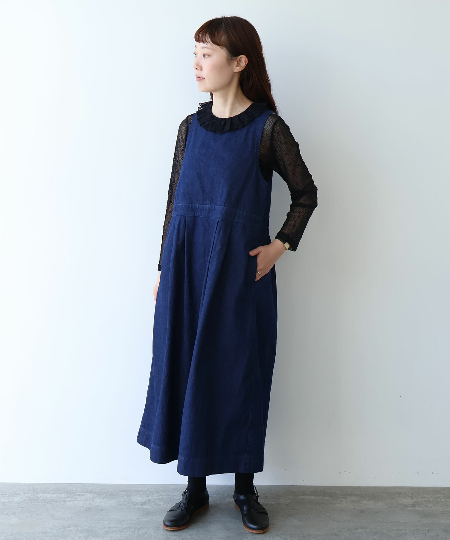 AMBIDEX Store 〇 8oz ムラ糸デニム ジャンパースカート(F コン