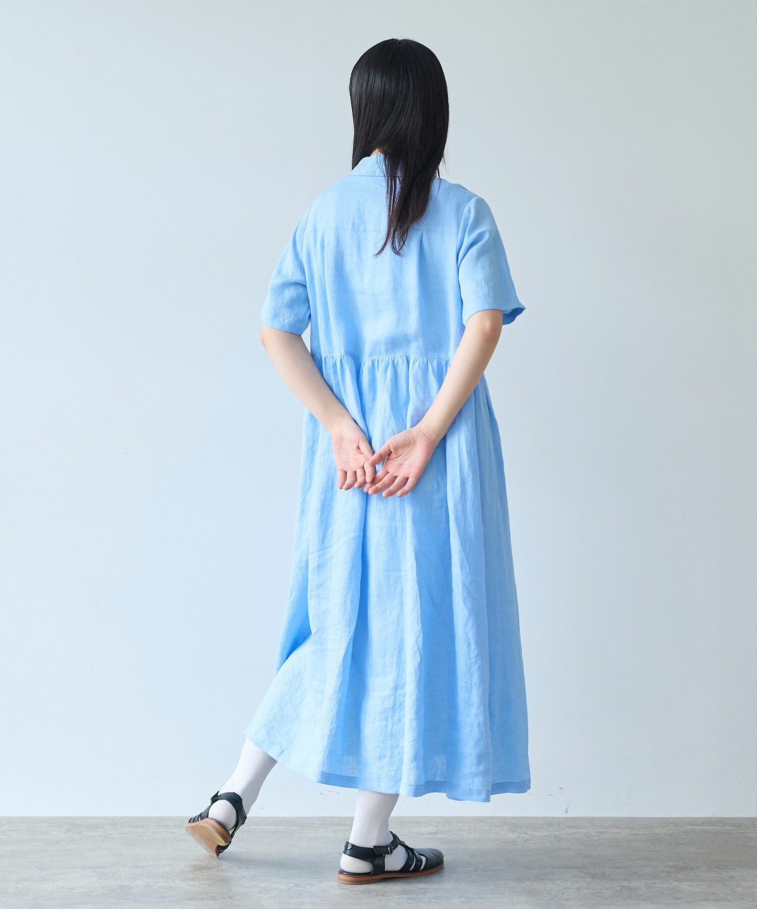 AMBIDEX Store ○ 60s フレンチリネン シャツワンピース(F サックス