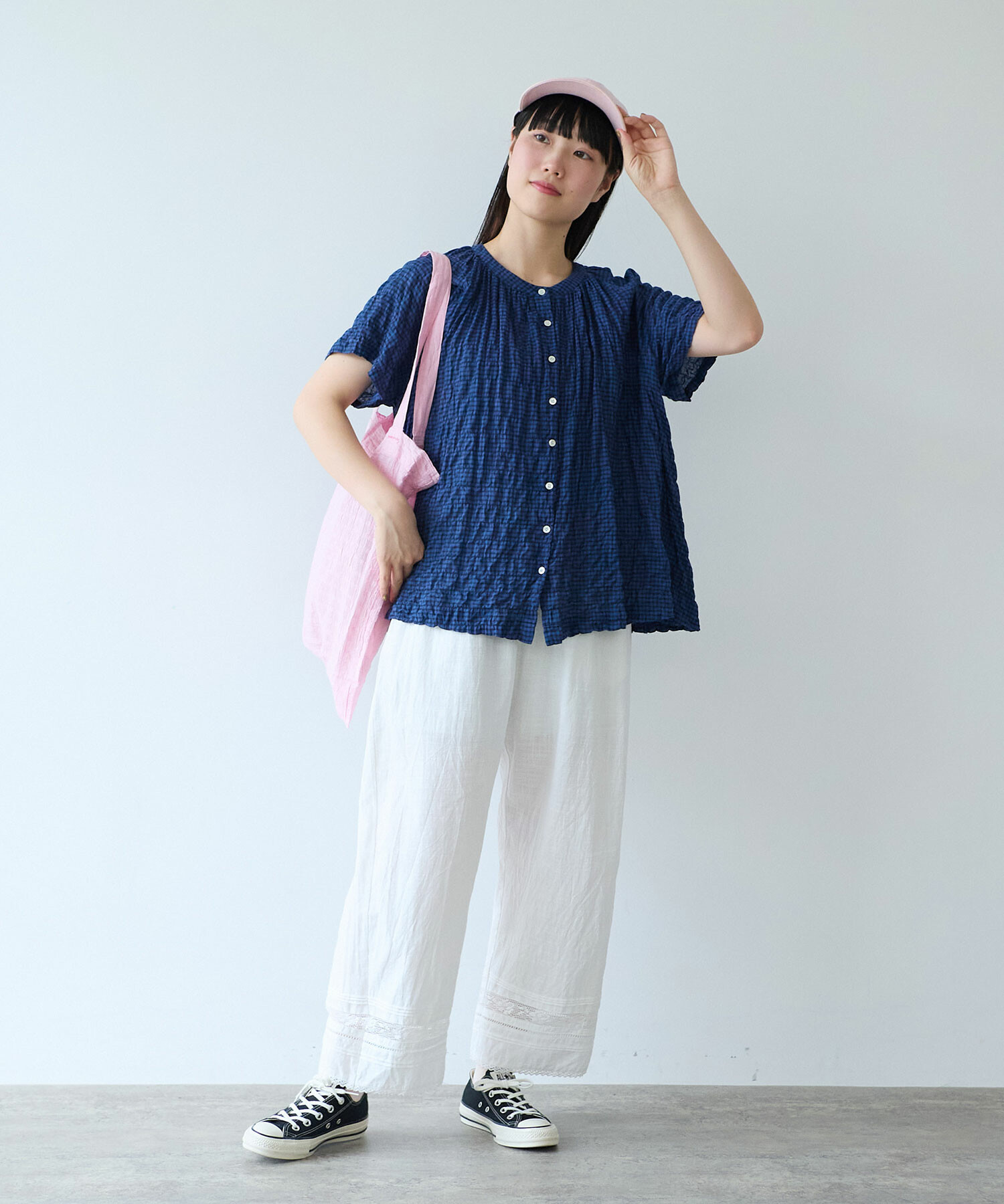 AMBIDEX Store 〇 コットン / リネン lace×pin tuck パンツ(F クロ