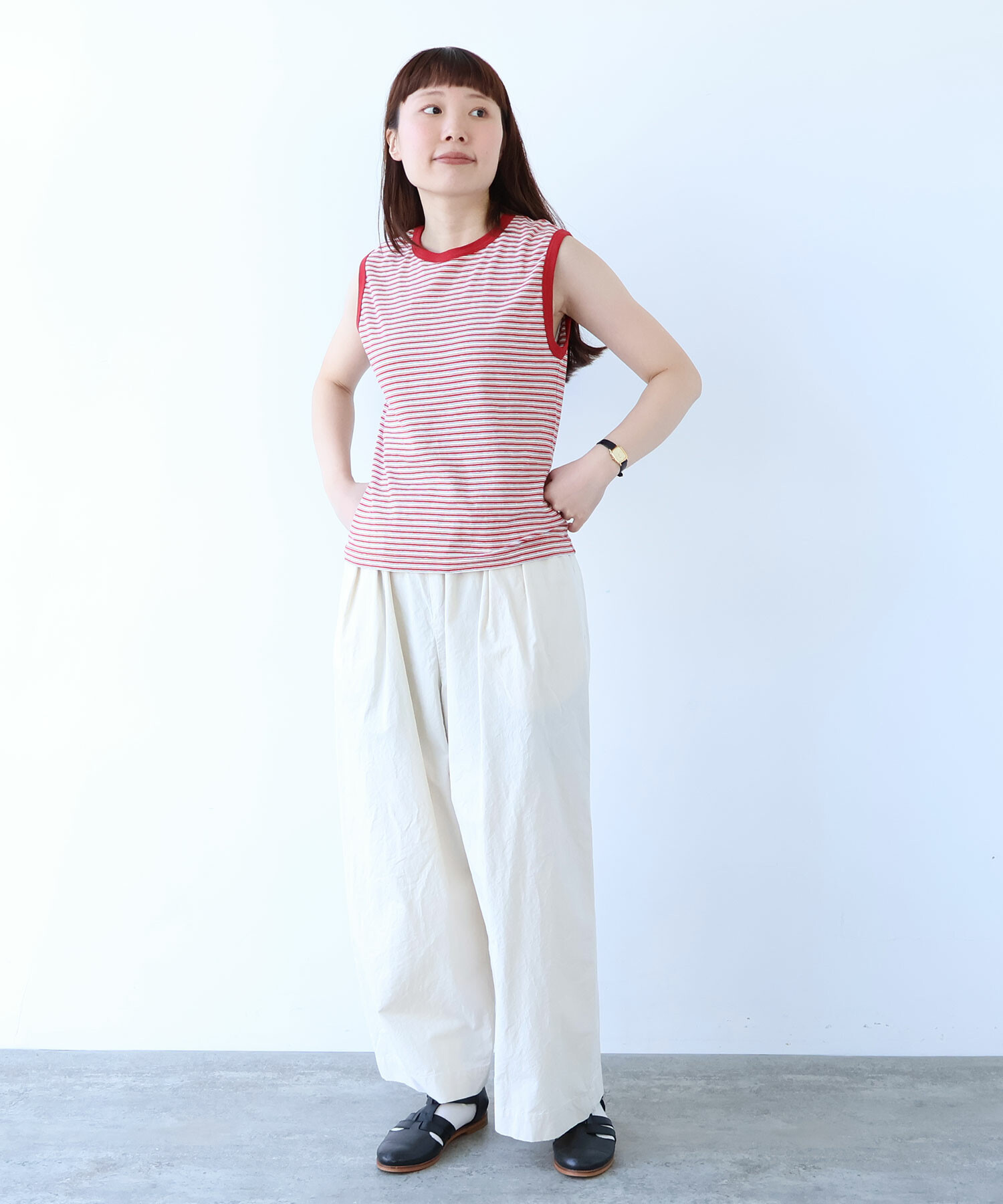 AMBIDEX Store ○ コットンダンプ ワイドパンツ(F ネイビー): bulle de