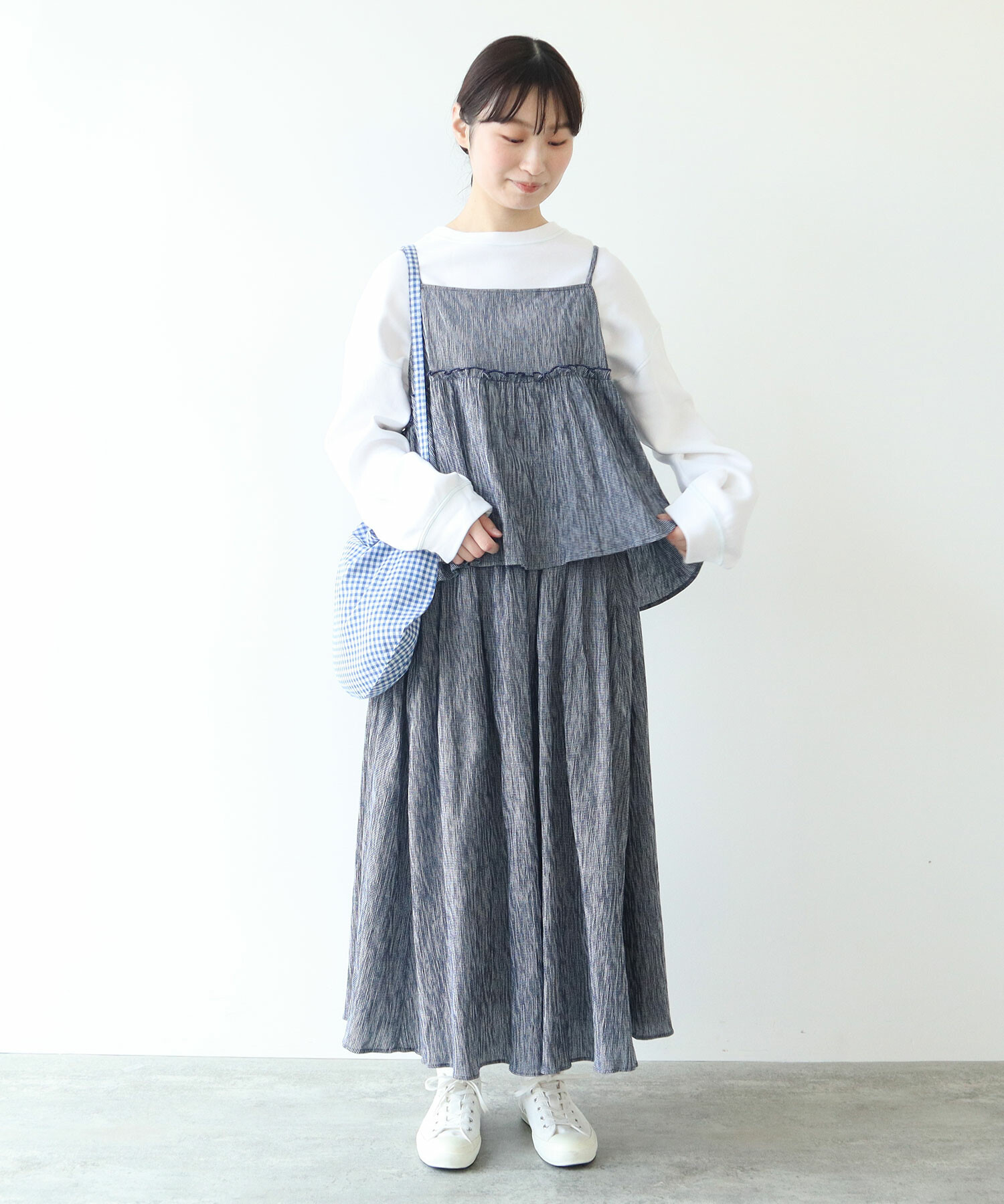 AMBIDEX Store ○〇 mini gingham ギャザースカート(F アカ