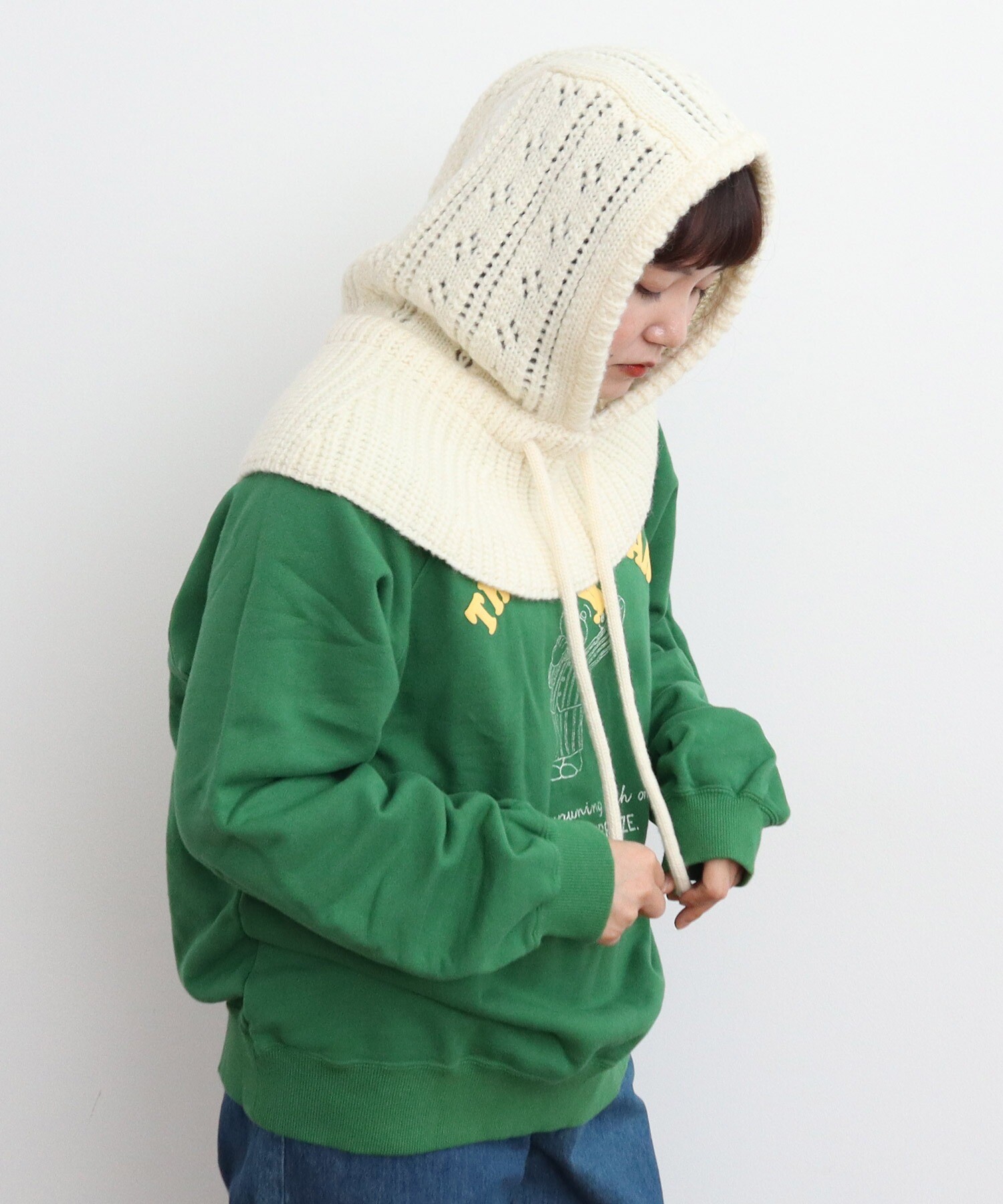 mayuページ③ AMBIDEX Store 【予約販売】○1/3Wool 透かし編み フード(F キナリ