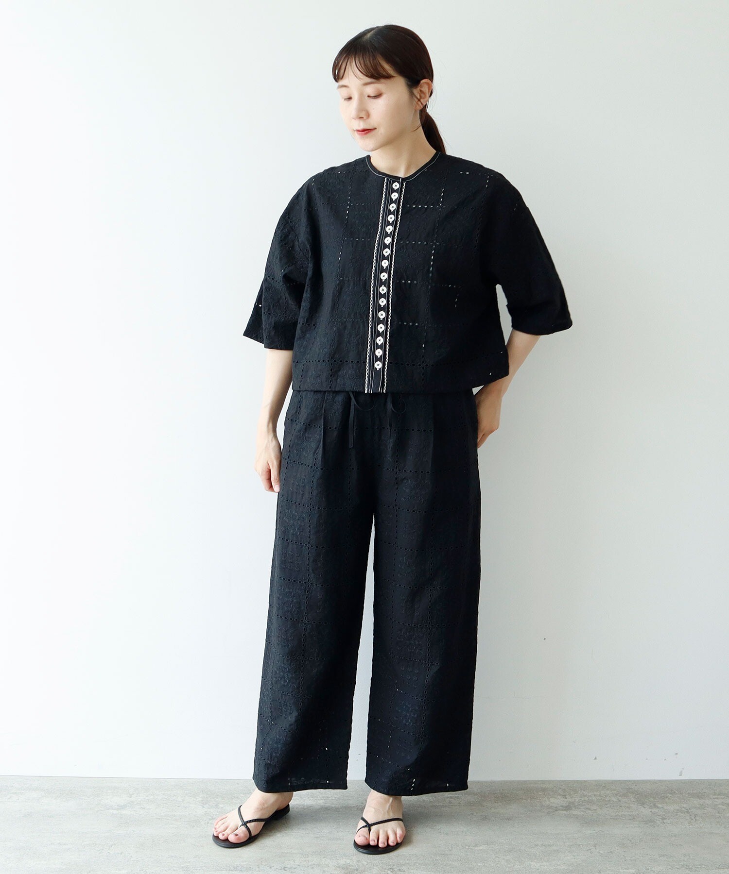 AMBIDEX Store △○eyelet embroidely haori ブラウス(F シロ): yuni