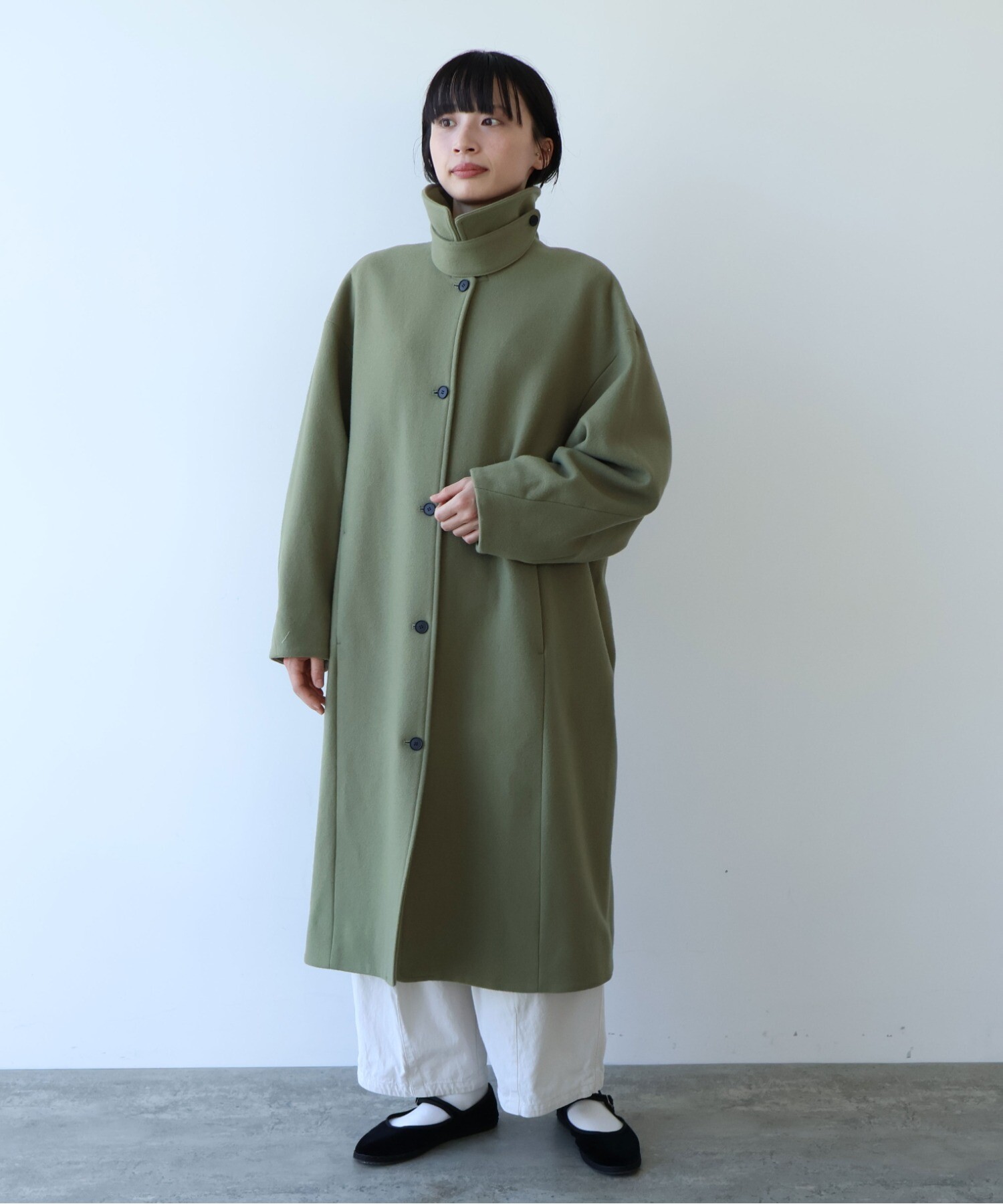 AMBIDEX Store ○ウールsuper100 bal collar cocoonコート (F グレー