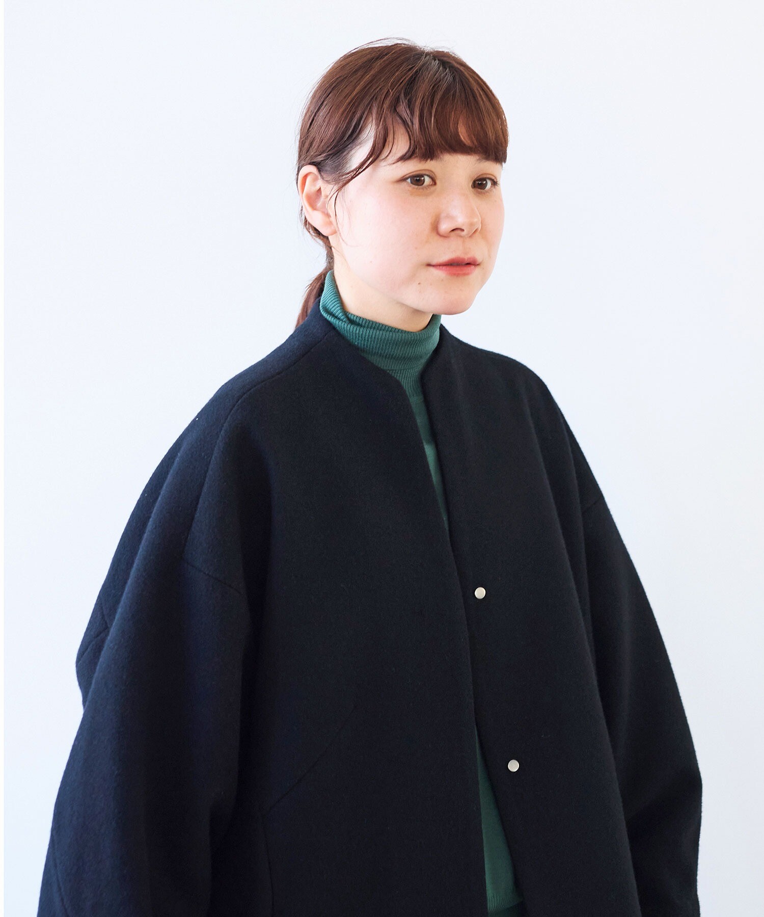 AMBIDEX Store ウールsuper100 middle length cocoonコート(F キナリ