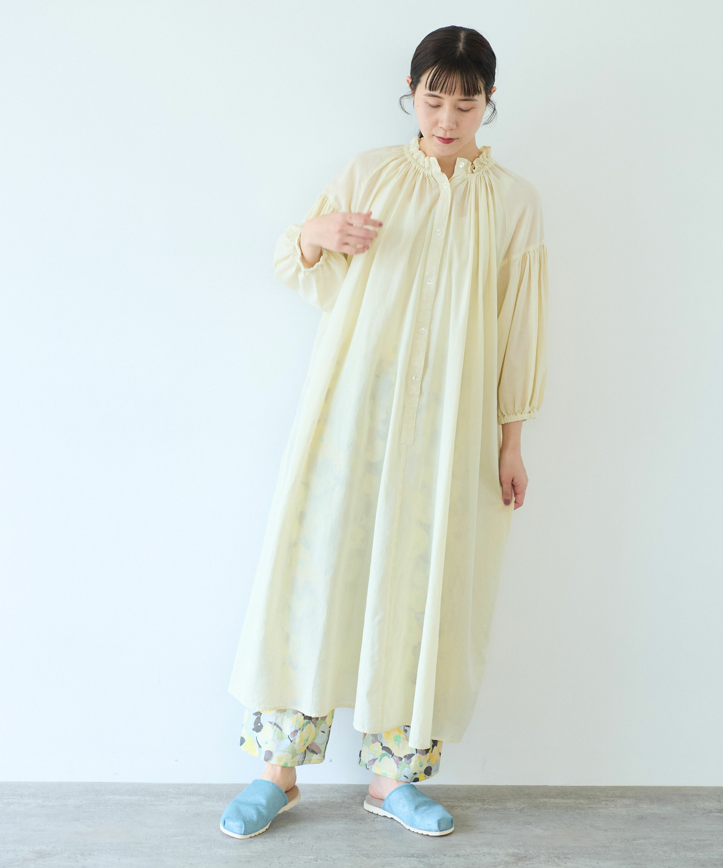 AMBIDEX Store ハイツイストコットン gather collar ワンピース AMBIDEX Store ハイツイストコットン gather collar ワンピース