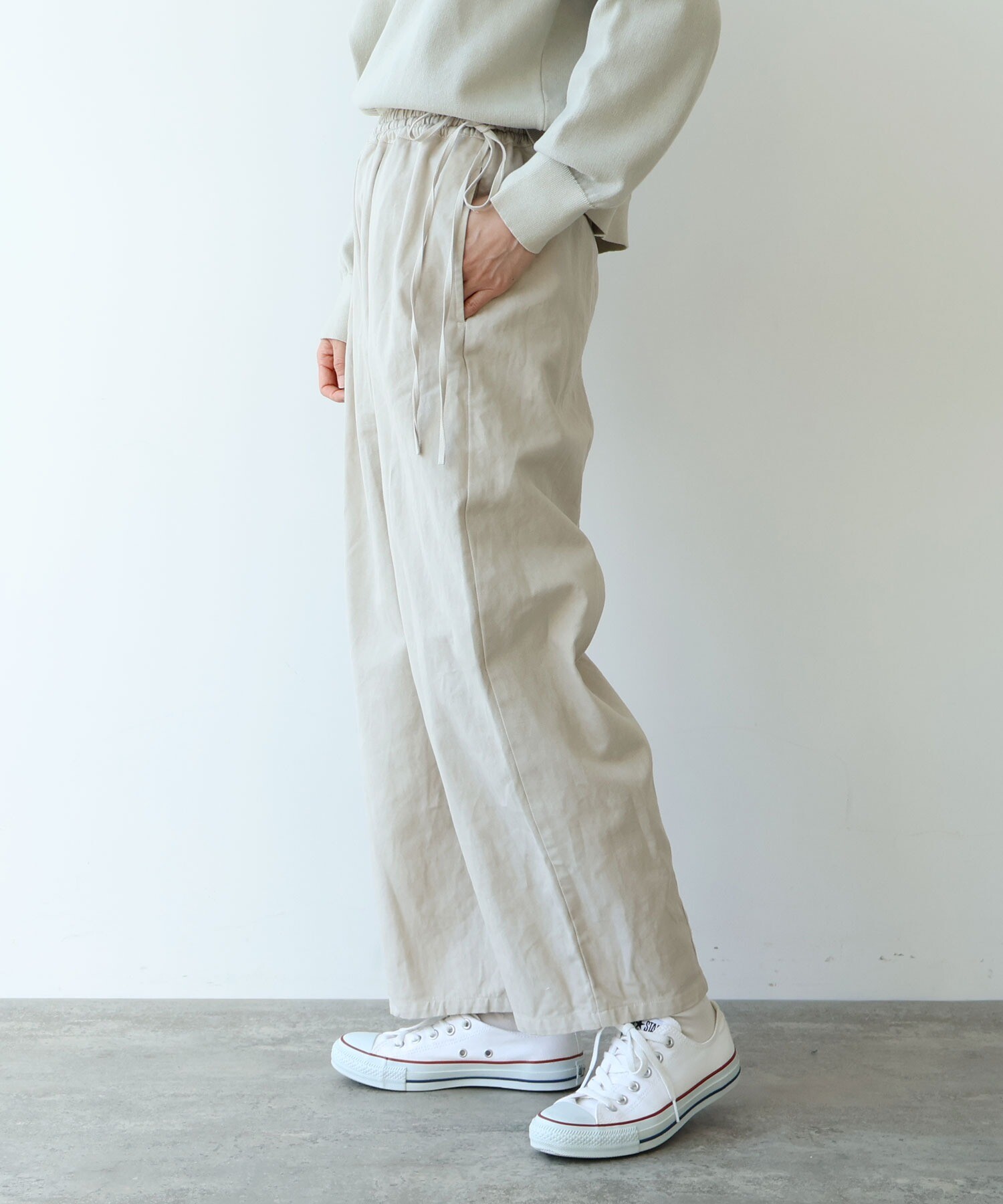 AMBIDEX Store 強撚organic cotton hemp drawstrings cocoon パンツ(F