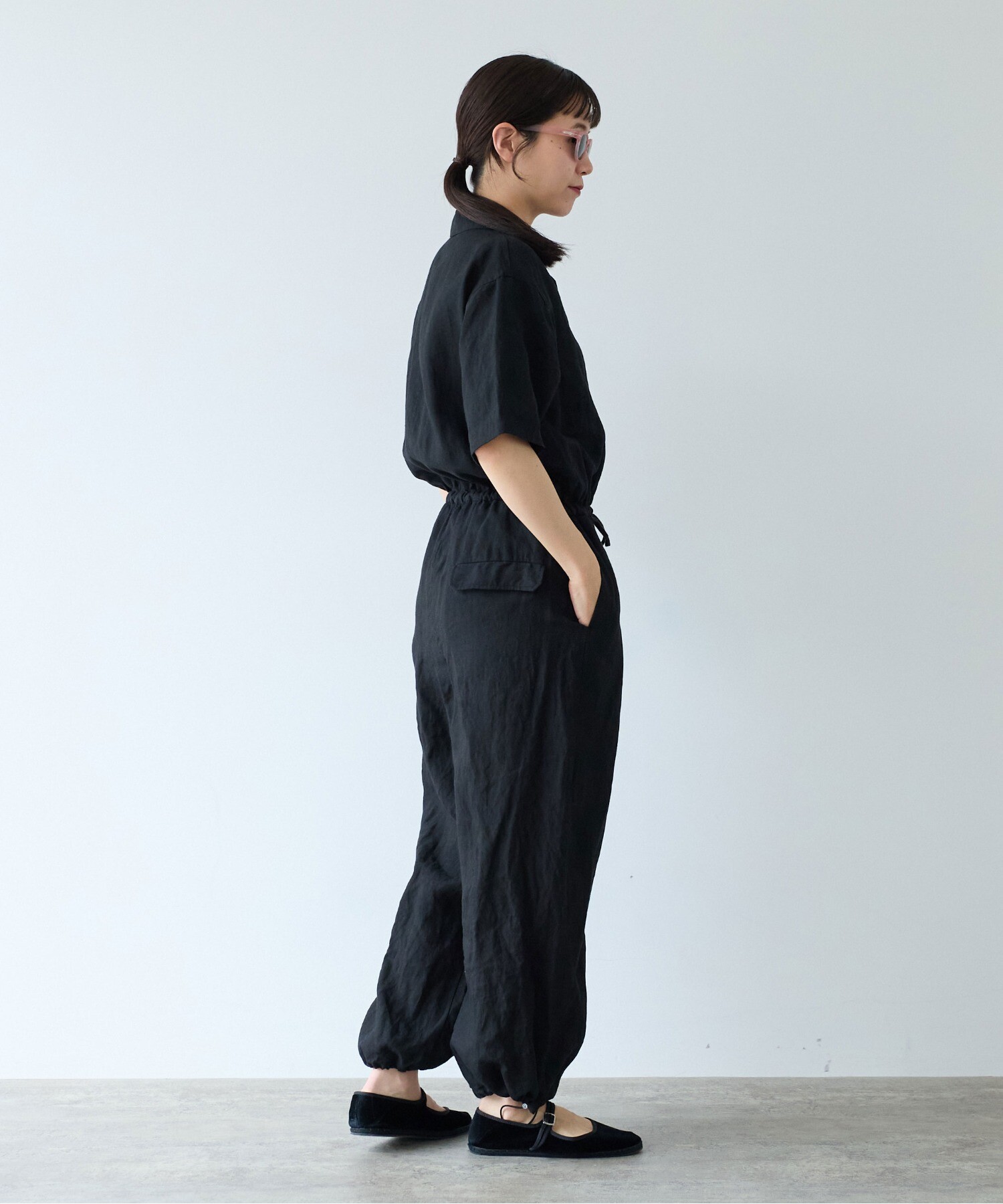 人気 定価37,400円【ネストローブ】春夏リネン インディゴ染めオールインワン 13.jpg