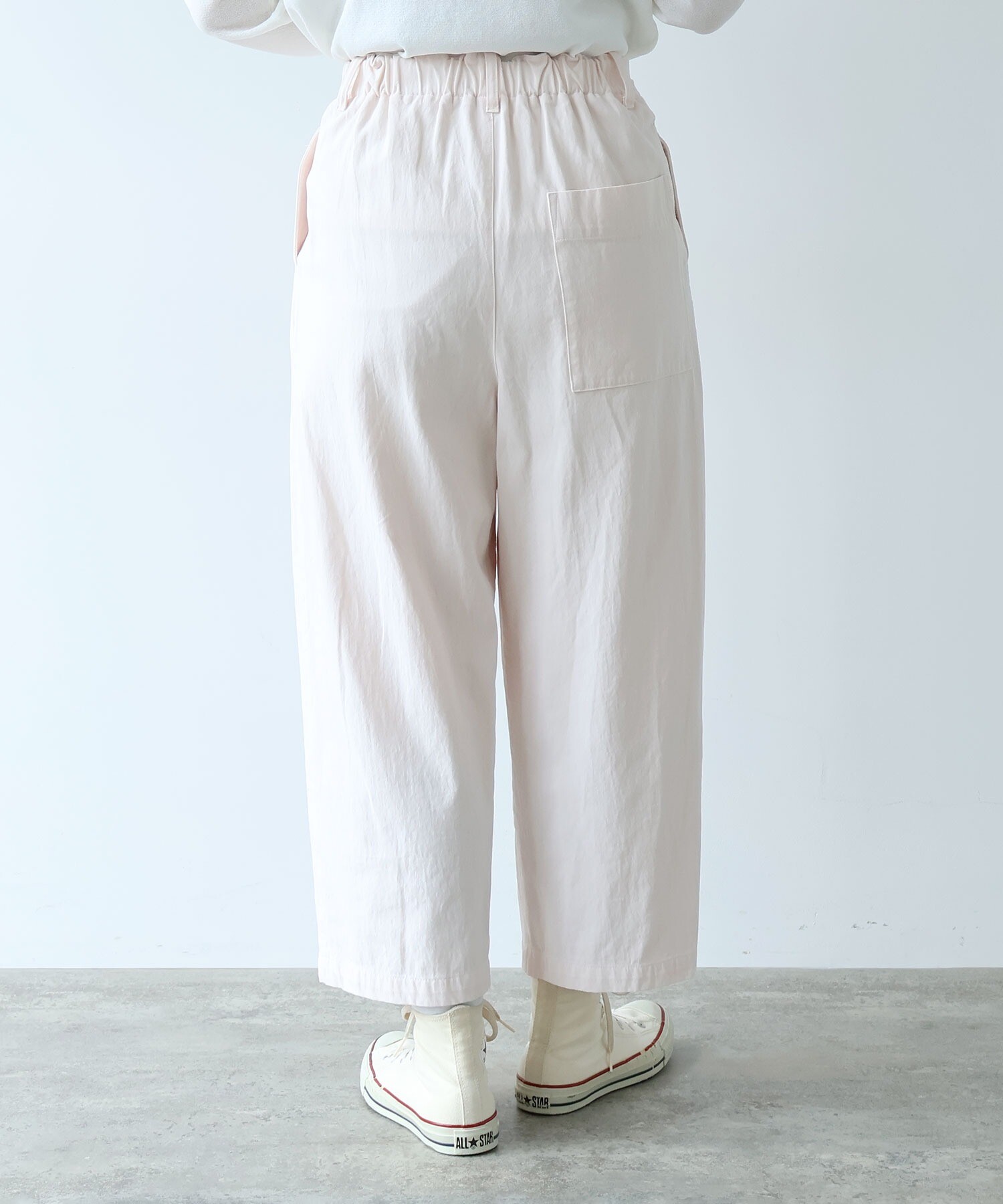 AMBIDEX Store 60/2強撚コットン バックゴムパンツ(F ピンク): yuni