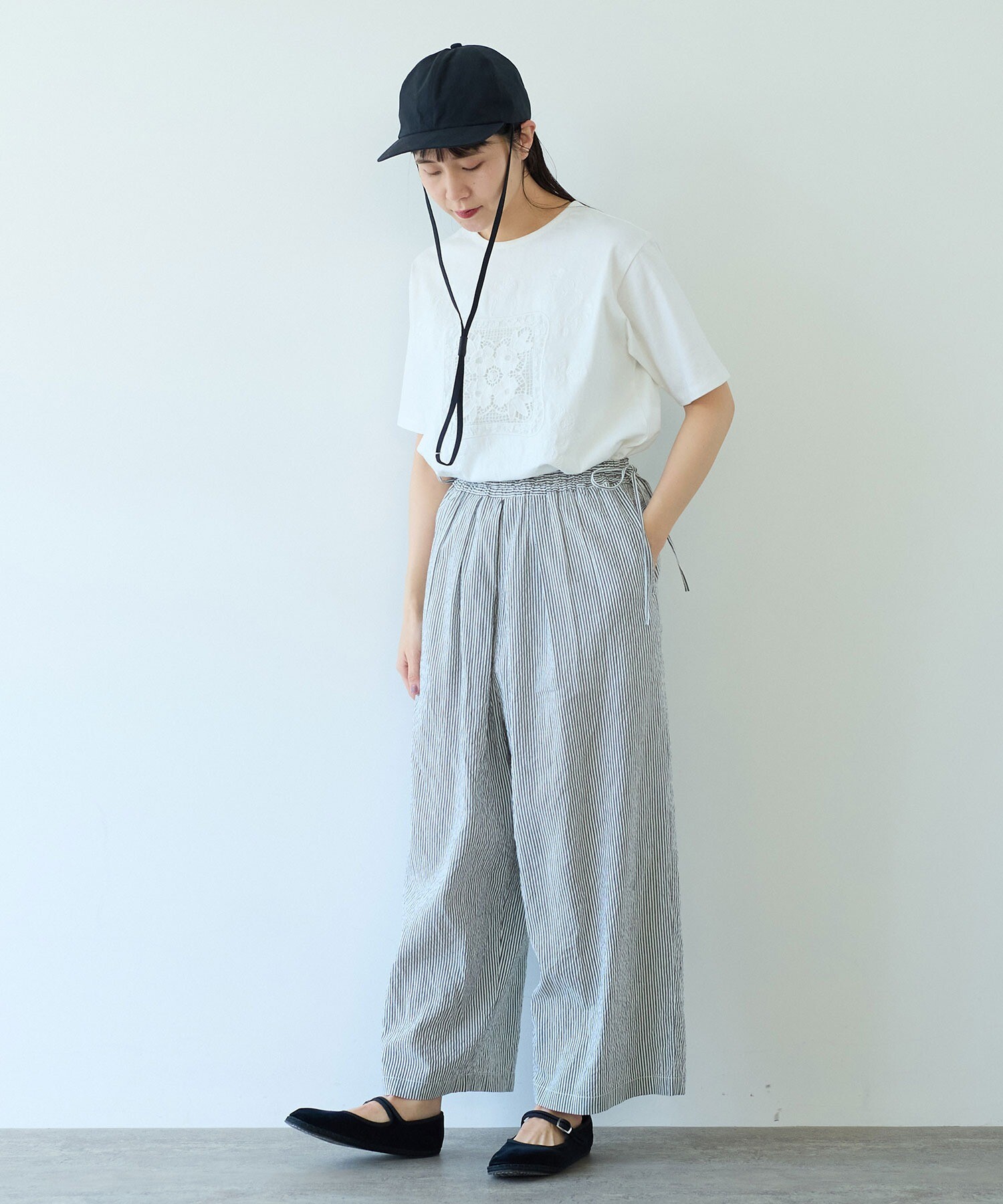 AMBIDEX Store △○stripe drawstrings パンツ(F クロ): yuni