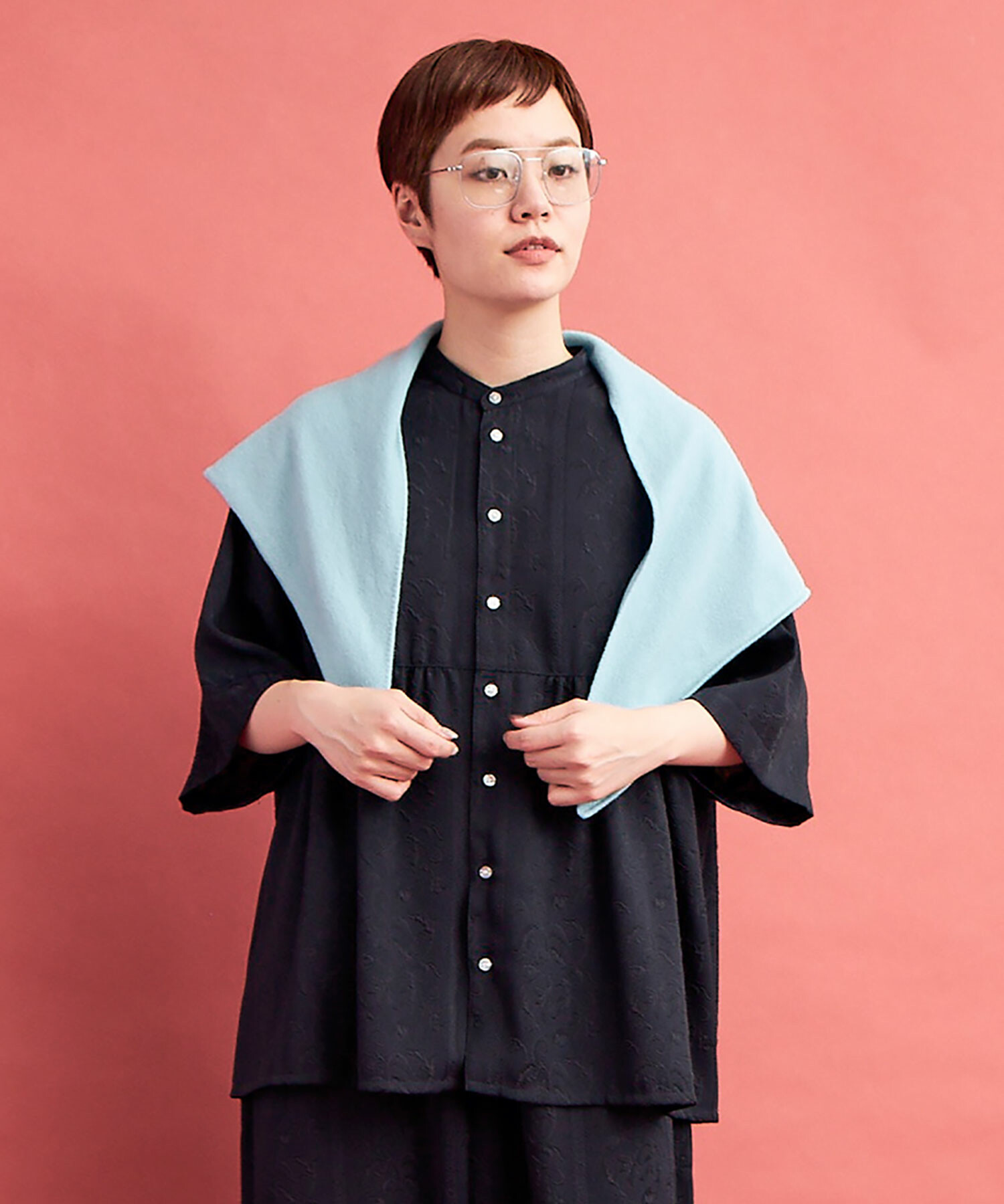 トップス sia AMBIDEX Store ○botanical stripe gather シャツ(F NAVY): FLAT