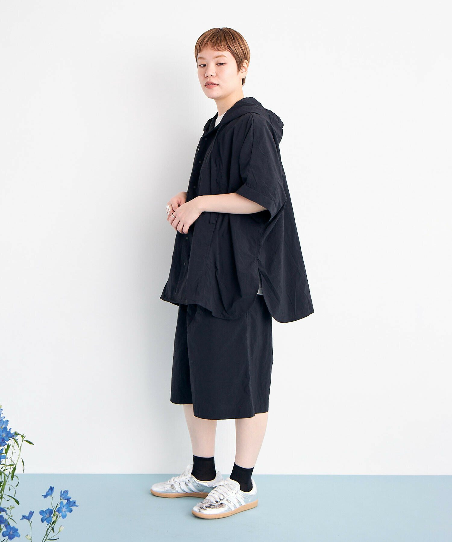 AMBIDEX Store 45d NYLON 伊吹染め PONCHO シャツ(F BLACK): buoybuoy