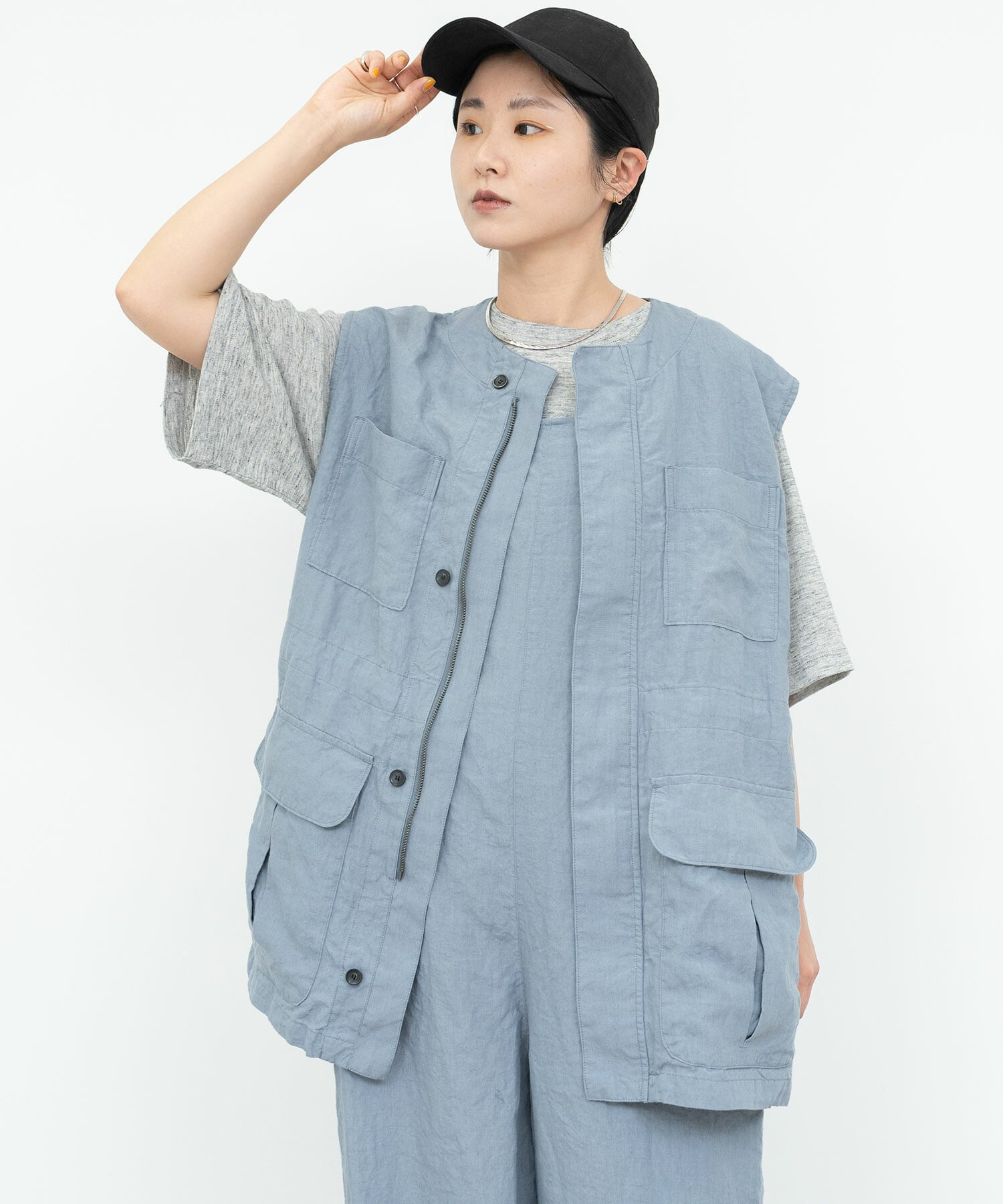 AMBIDEX Store △○60/高密度LINEN ベスト(F KINARI): FLAT-cic-HATENA