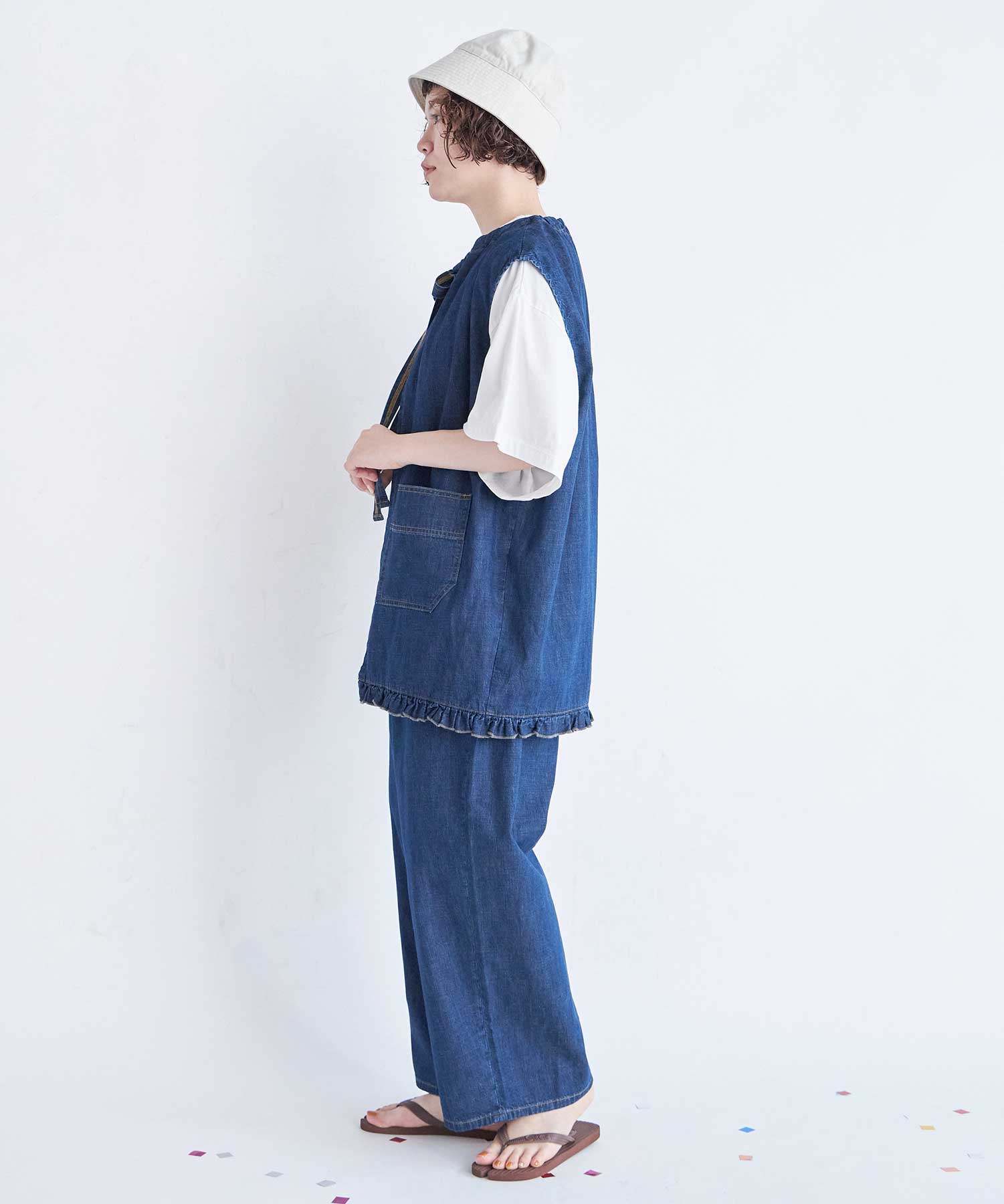 AMBIDEX Store ○8ozDENIM SMOCK ベスト(F INDIGO): FLAT-cic-HATENA