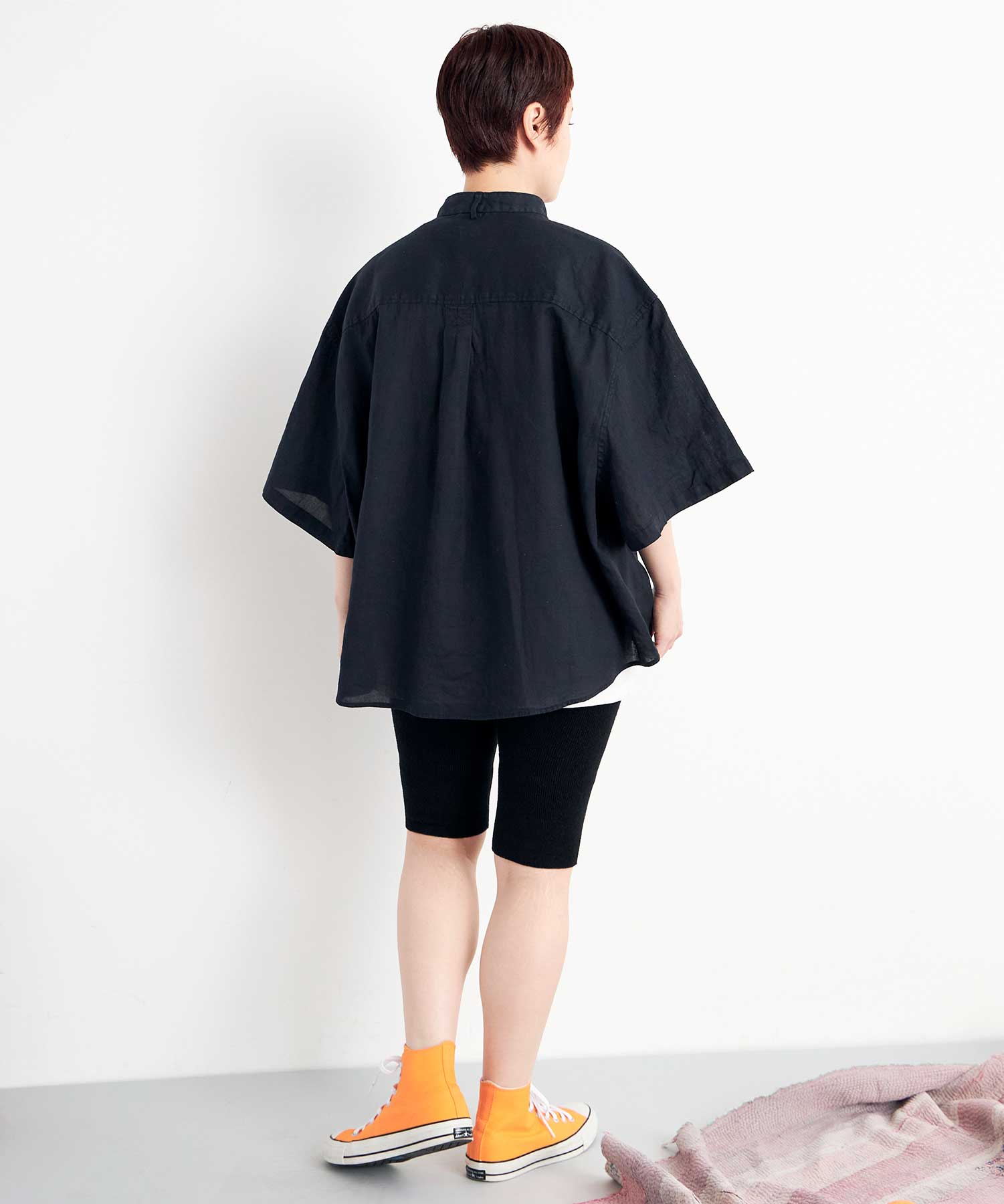 AMBIDEX Store △○COTTON BOUCLE HALF レギンス(F BLACK): FLAT