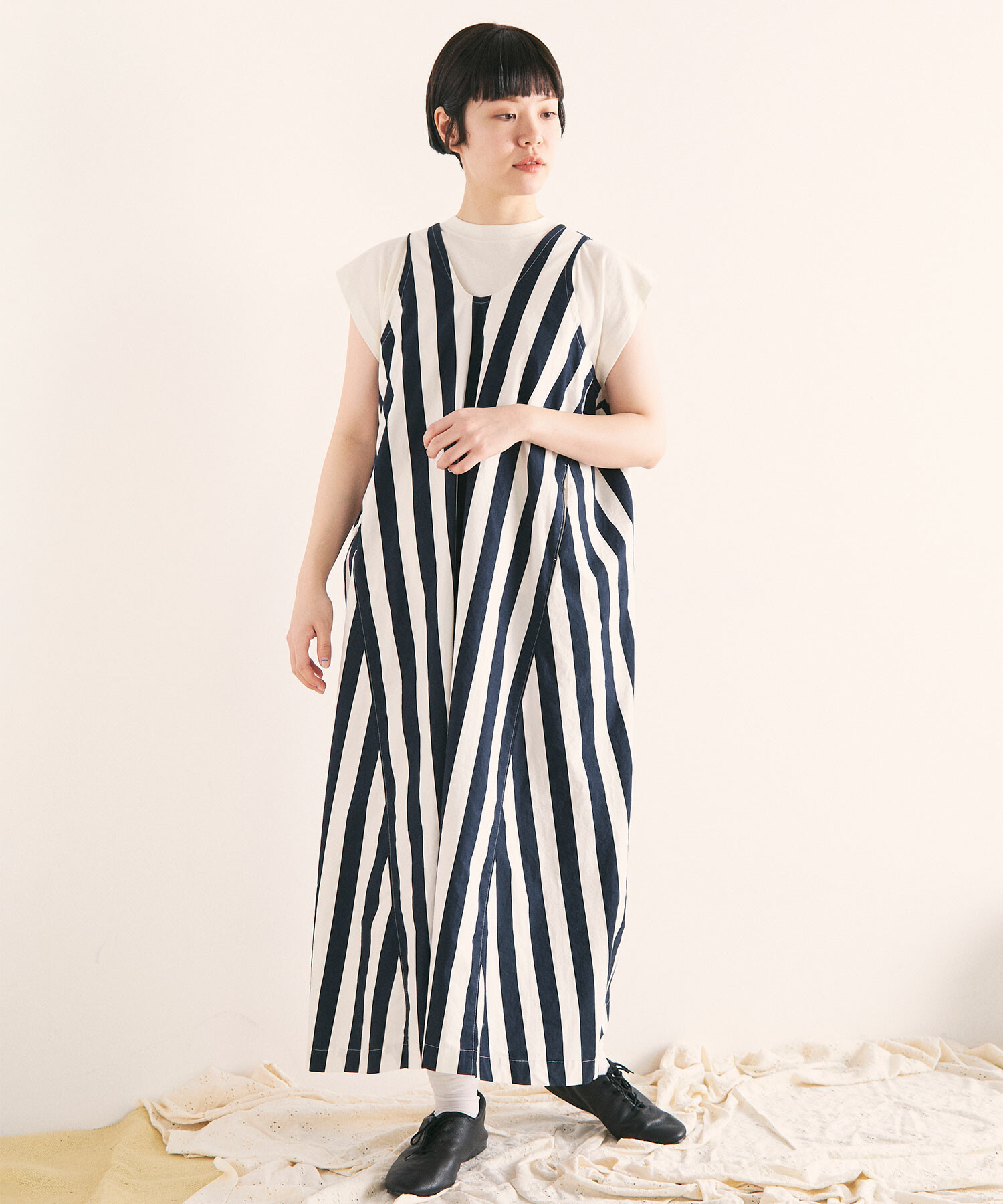 AMBIDEX Store ○PARASOL STRIPE ワンピース(F IVORY×NAVY): FLAT-cic 