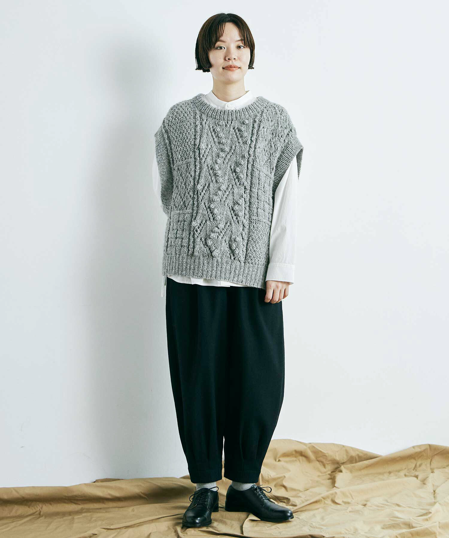 AMBIDEX Store △○WOOL TACK パンツ (フラノ＆ギャバ)(F BLACK): FLAT-cic-HATENA