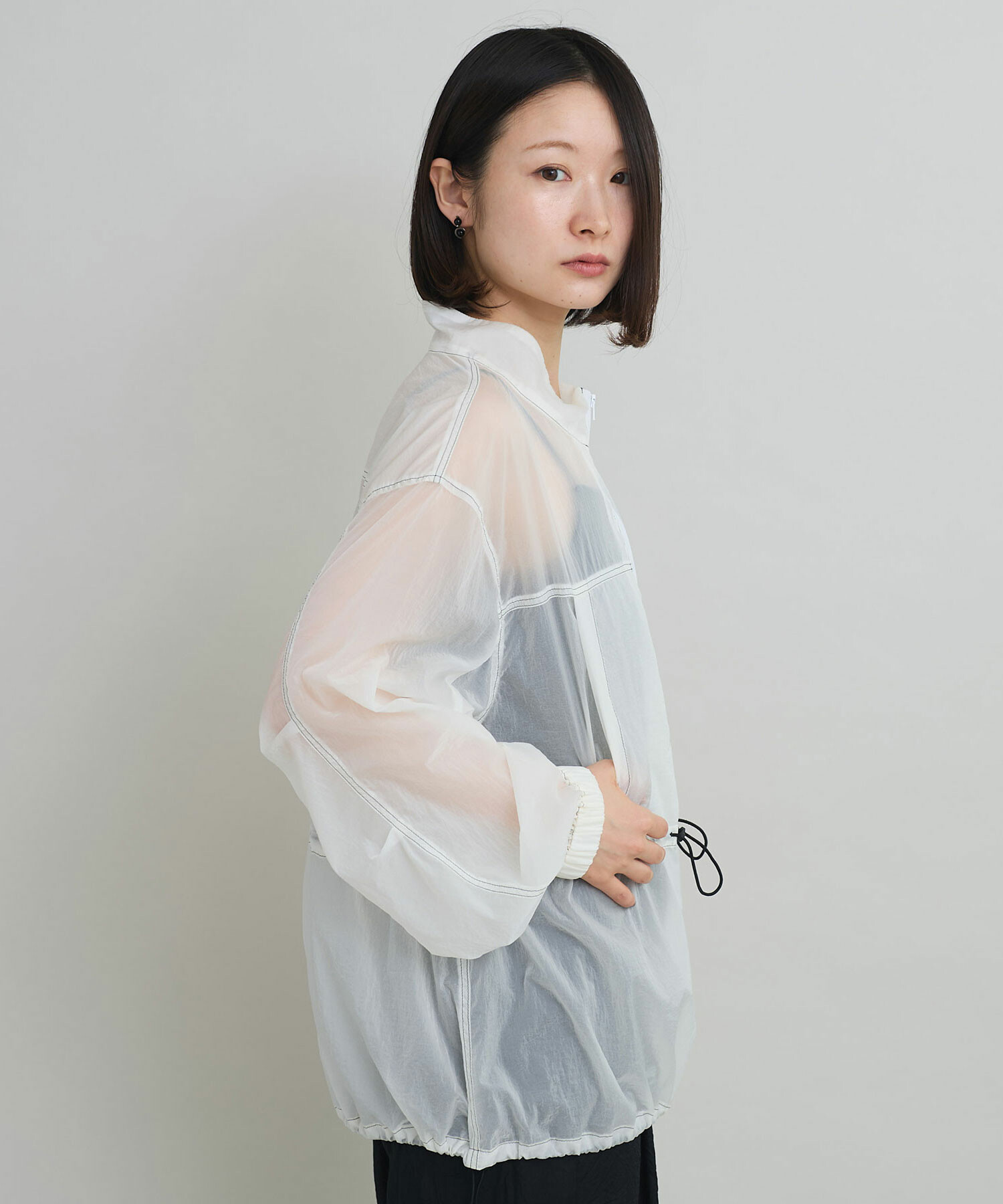 AMBIDEX Store 〇シースルータフタ ジップブルゾン(F シロ): iki