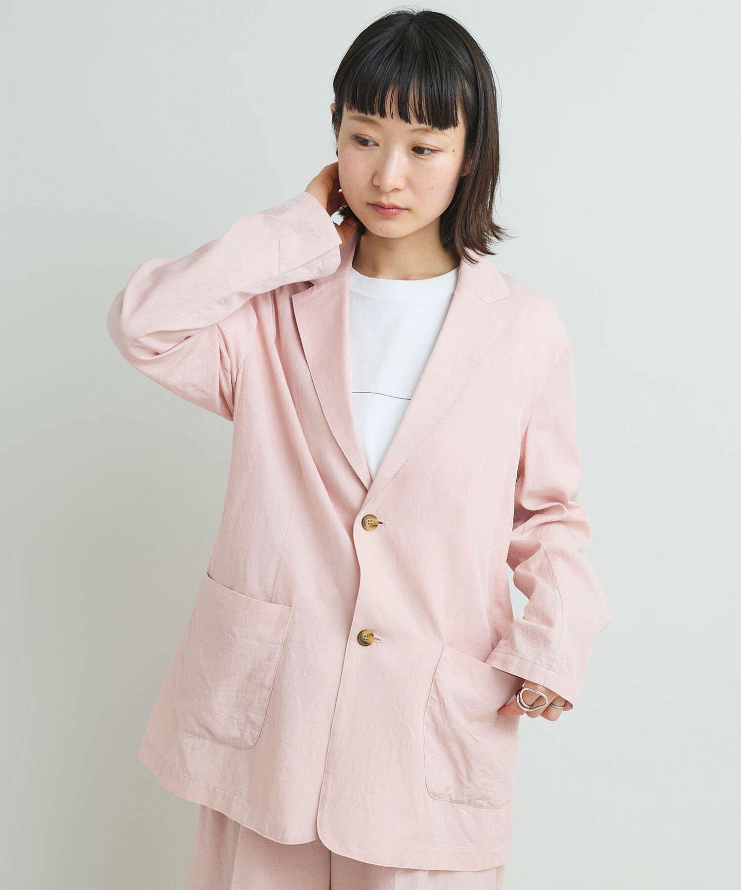 美品　レオナール　シルク、コットン　スプリング　コート　ジャケット　ピンク AMBIDEX Store 【予約販売】〇キュプラコットンルナファハンド