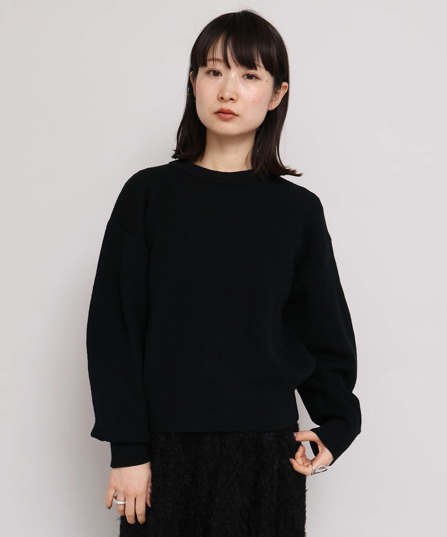 AMBIDEX Store BOUND WOOL クルーネック プルオーバー(F クロ): iki