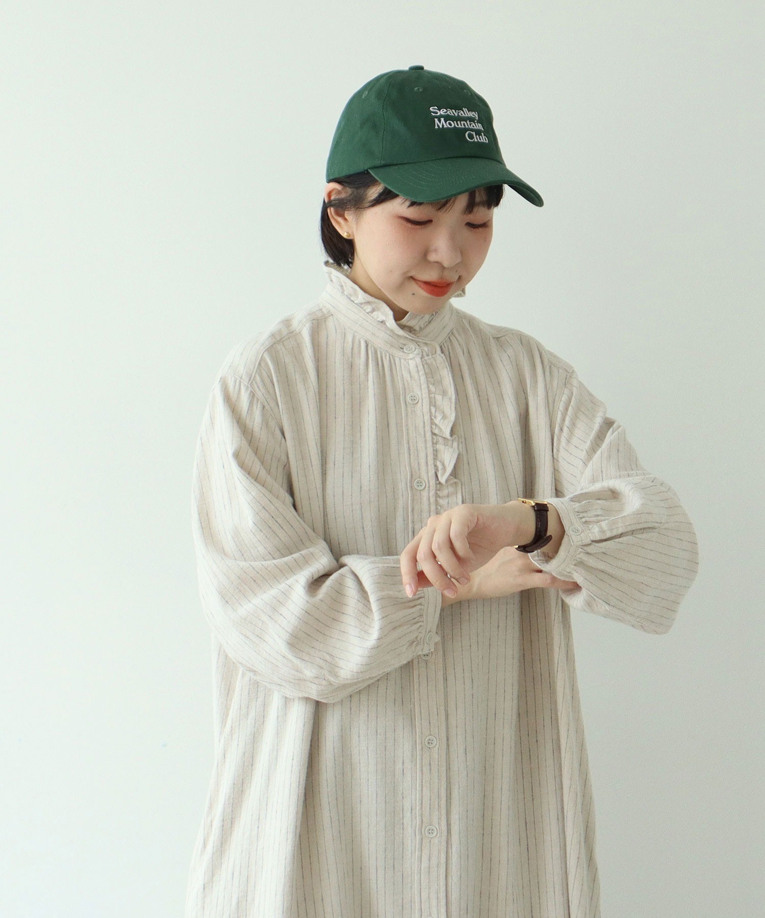 AMBIDEX Store ○コットンリネンウール フリルシャツワンピース(F シロ