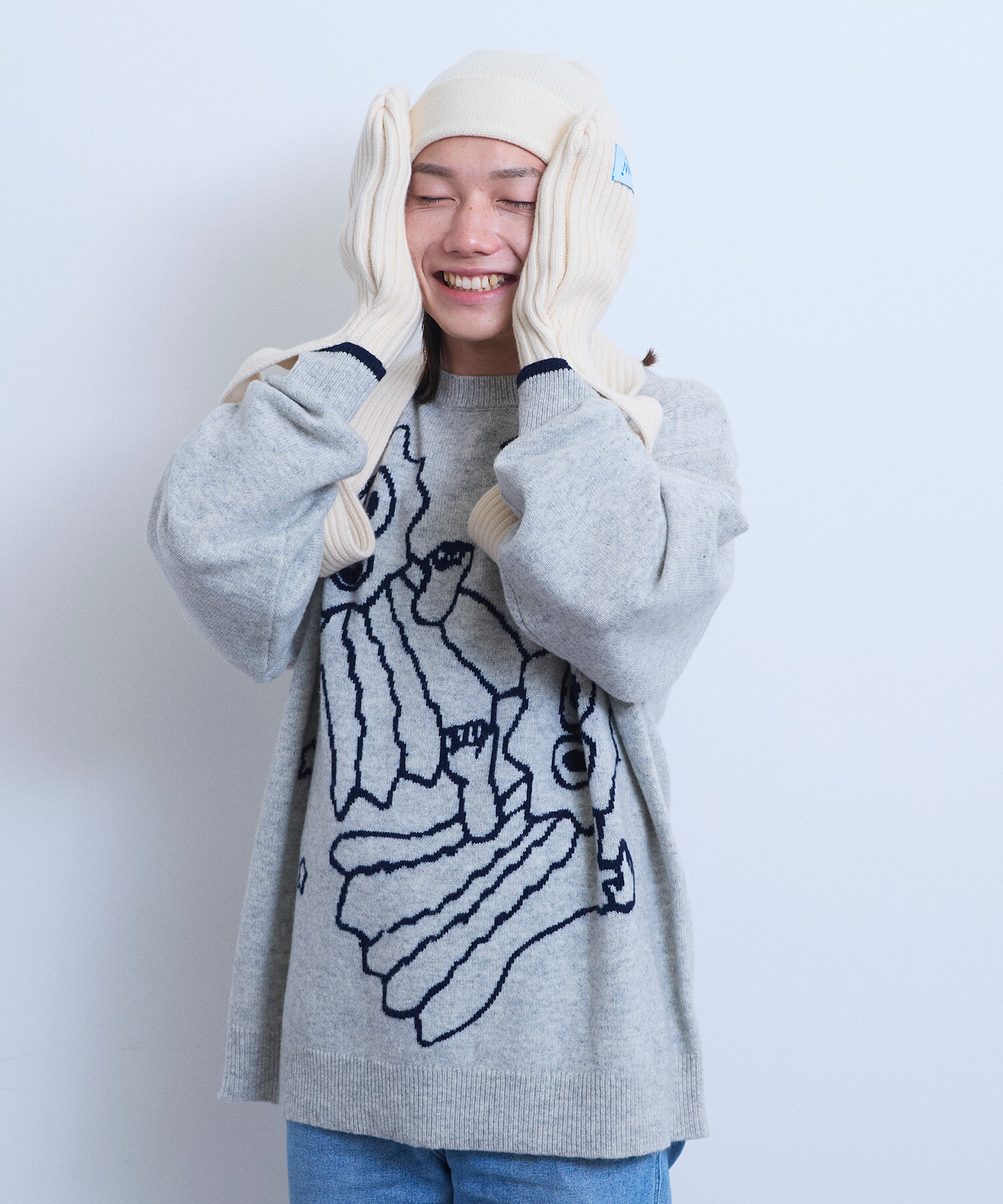 AMBIDEX Store 〇Tsuru Taisuke×WAAN インターシャニット(F GRAY): Rin