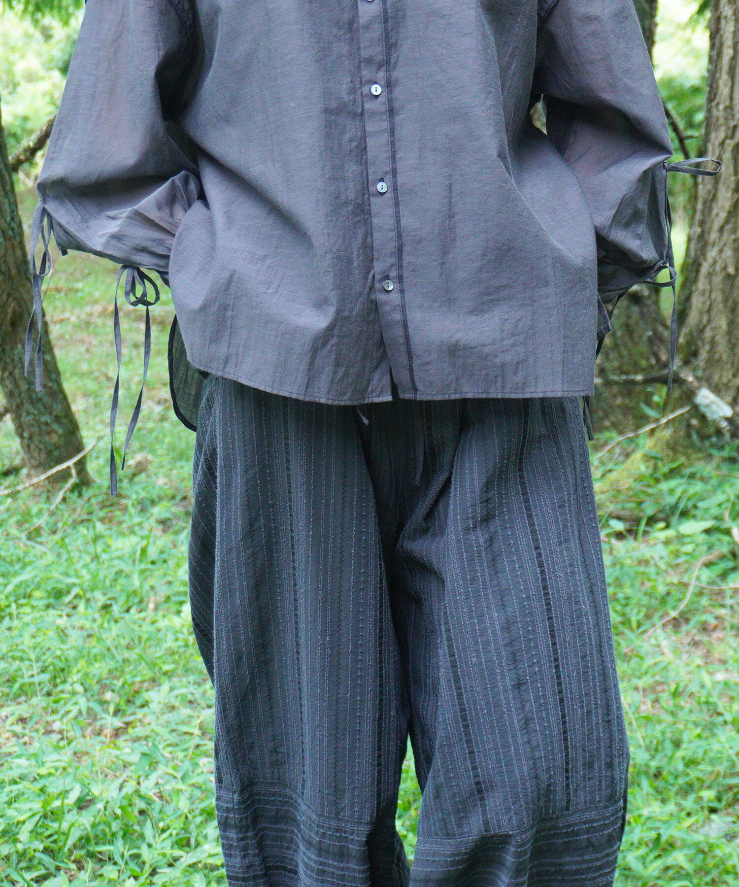 AMBIDEX Store 〇embroidery jacquard ギャザーパンツ(F キナリ