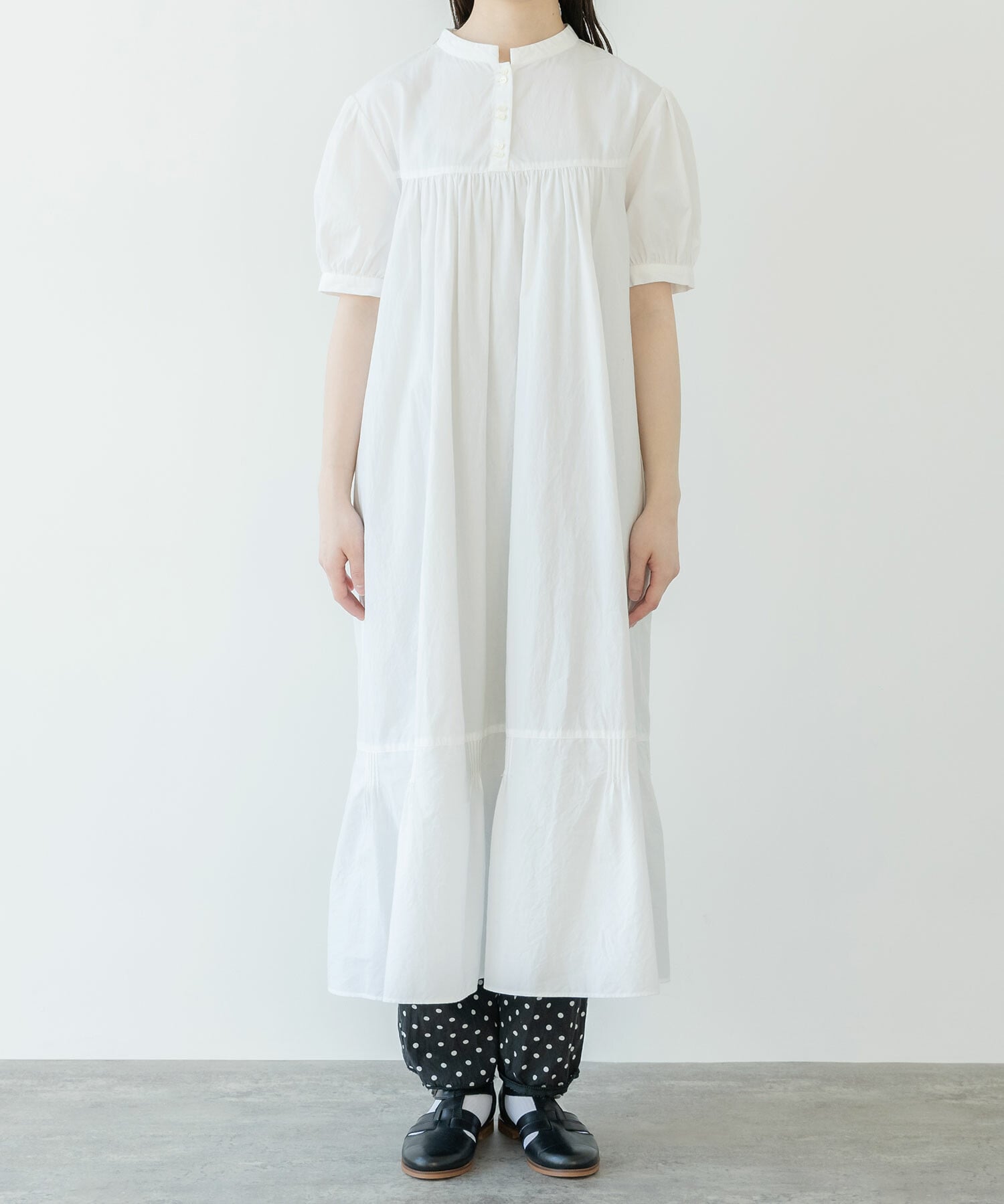 AMBIDEX Store △○pin tuck summer dress 01(F シロ): FLAT-cic-HATENA