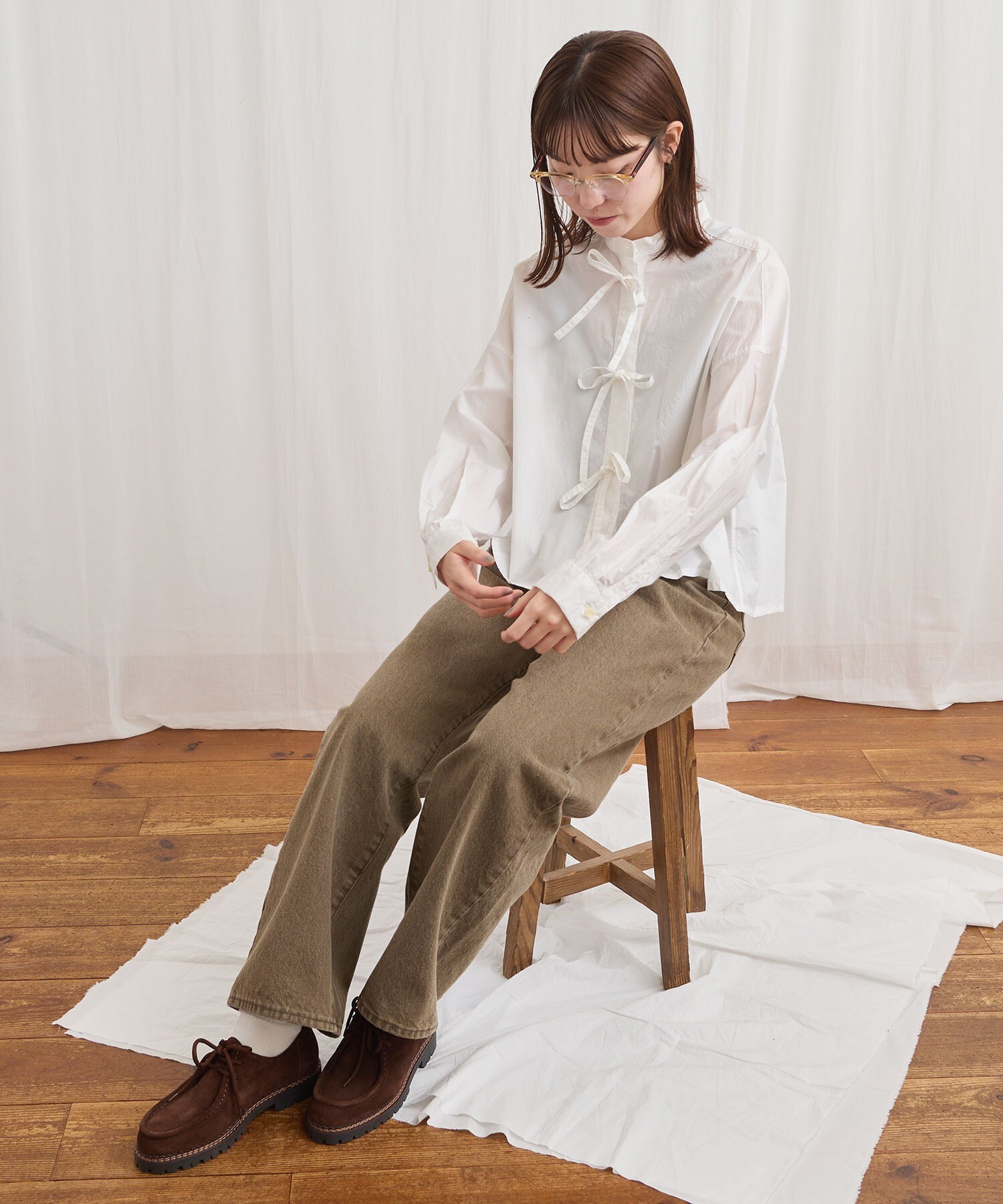 AMBIDEX Store ribbon shirt(F チェック): l'atelier du savon