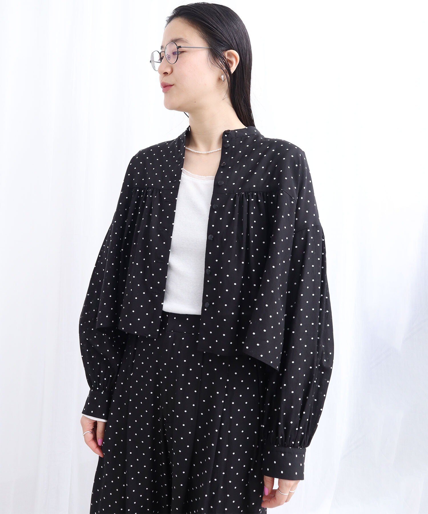 新fig London CottonCupra lawn 2way blouse AMBIDEX Store 〇CottonCupra lawn short blouse (F クロ): l'atelier