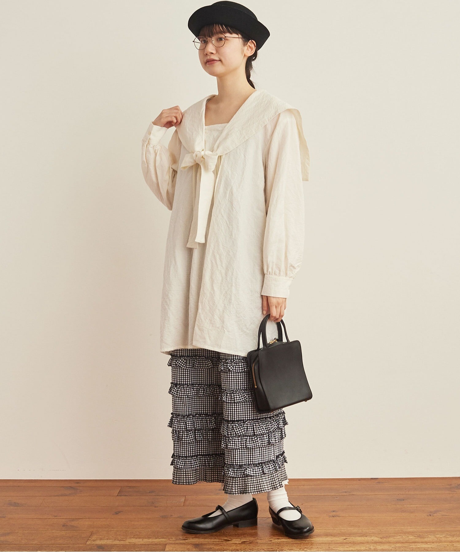 AMBIDEX Store ○DECO gingham パンツ(F off×black): l'atelier du savon