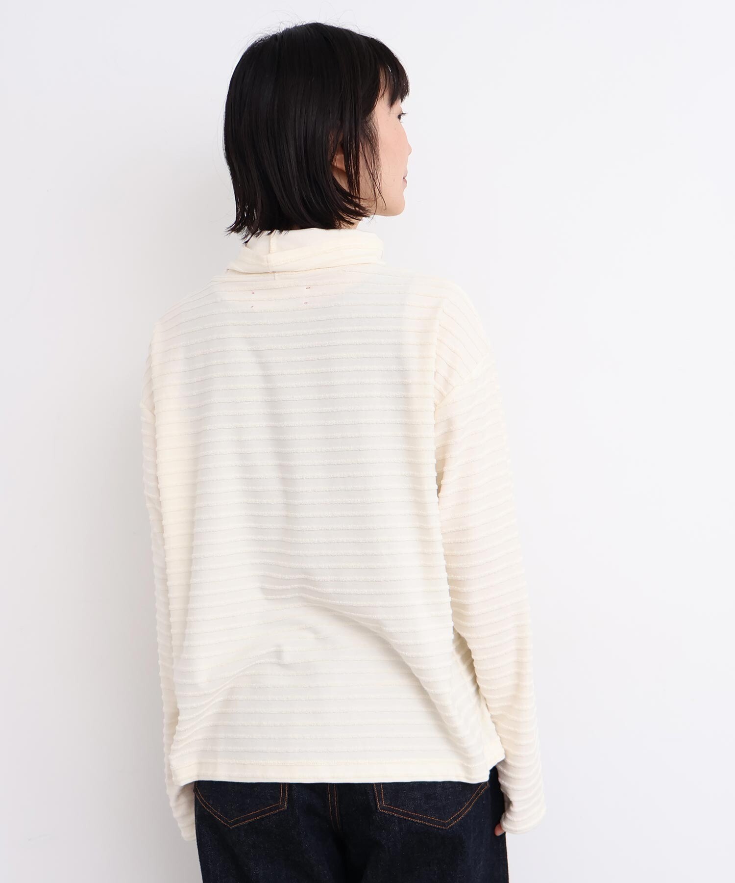 AMBIDEX Store 〇パイルボーダー タートルネックT(F クロ): l'atelier